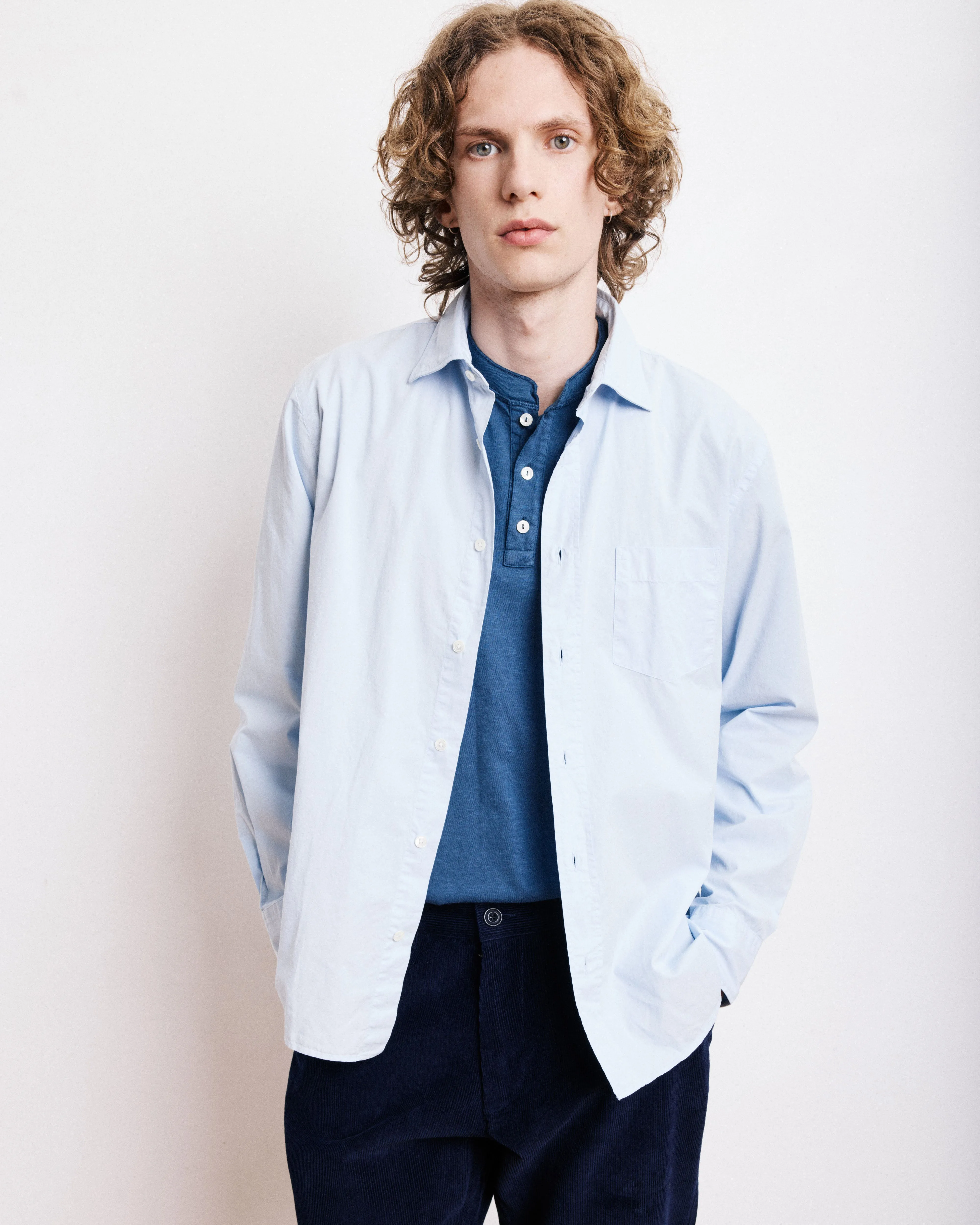 Chemise Homme en Gabardine de Coton Bleu Ciel Paul sold by Hartford