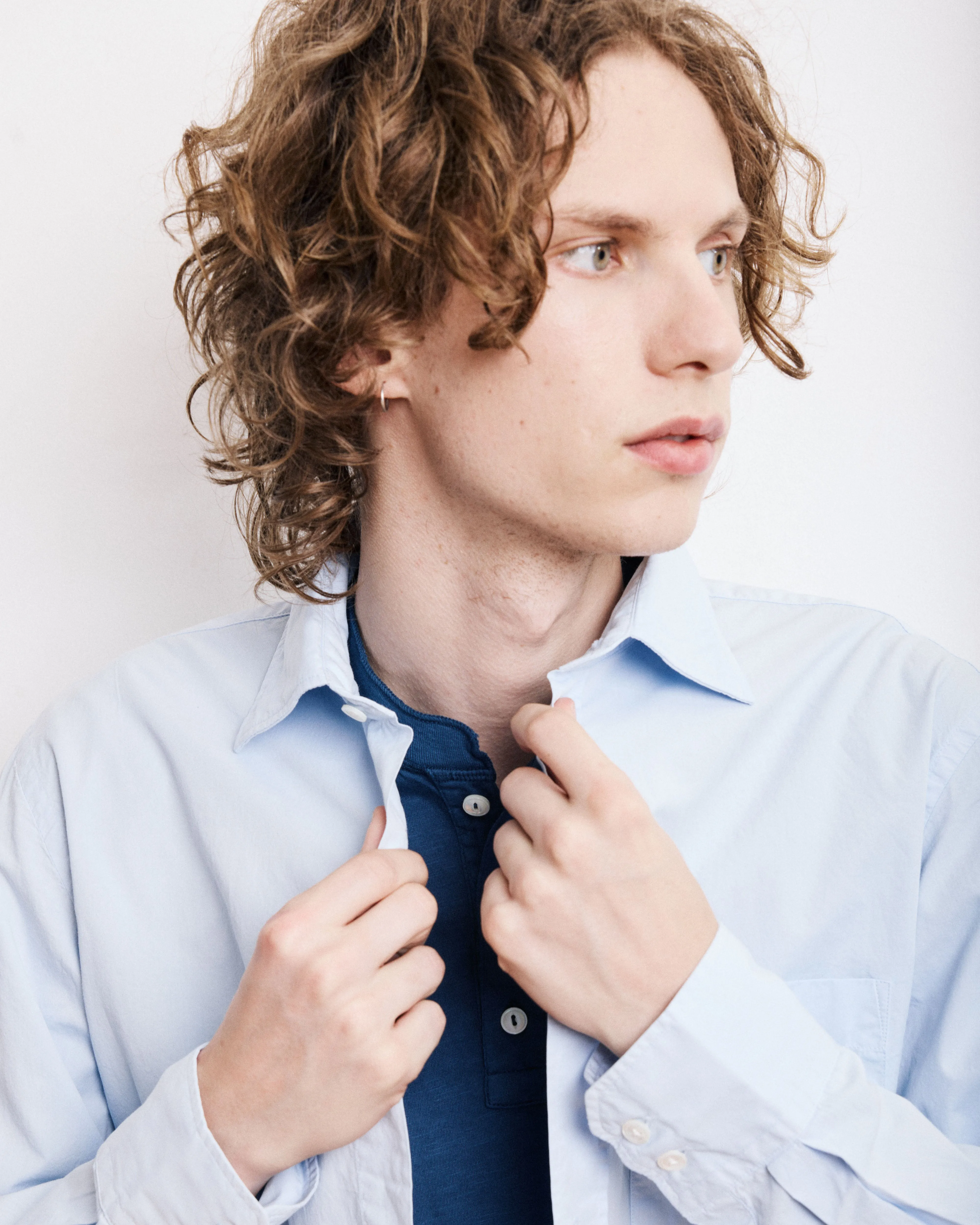 Chemise Homme en Gabardine de Coton Bleu Ciel Paul sold by Hartford product image thumbnail 2