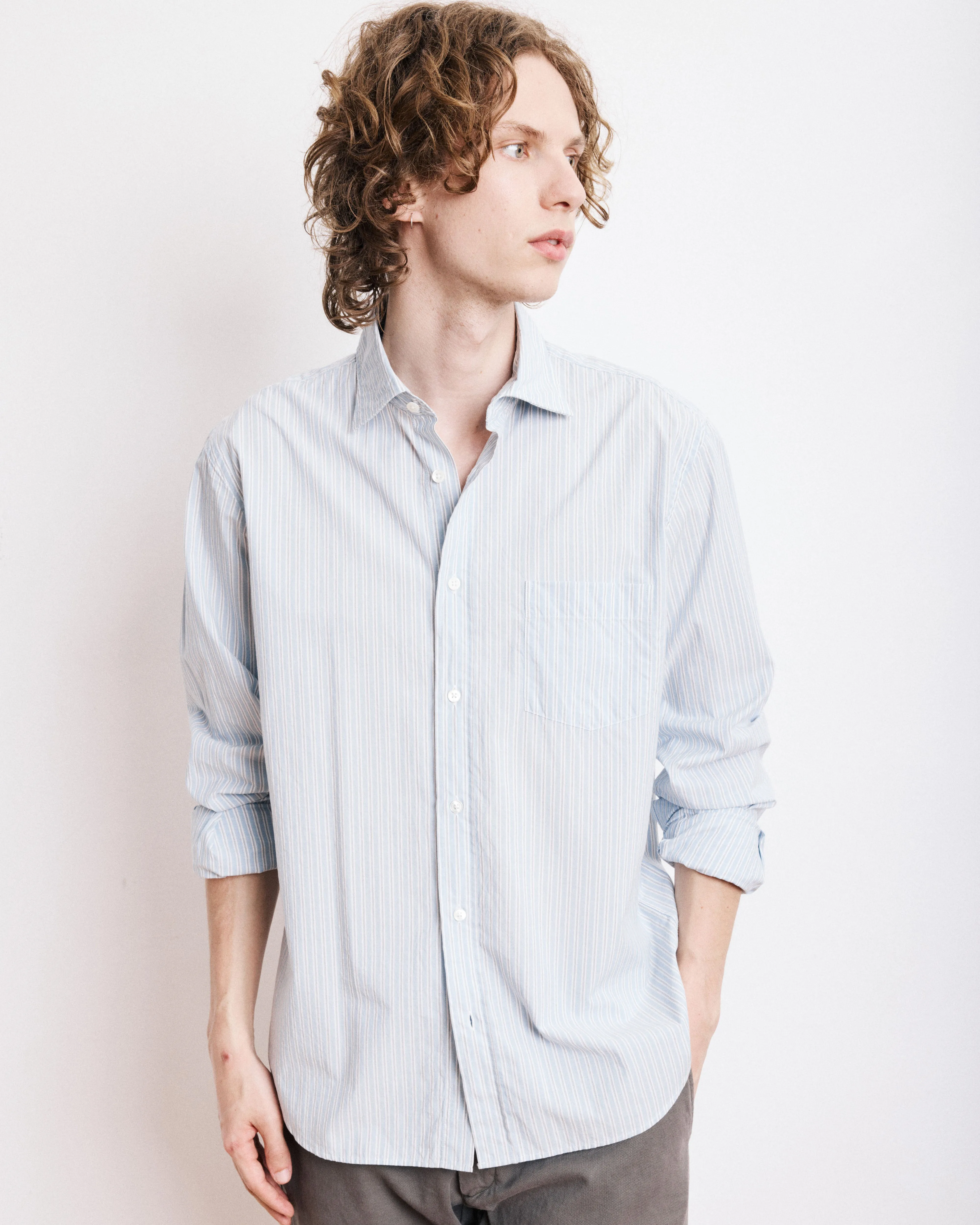 Chemise Homme en Popeline Rayée Bleu Paul sold by Hartford