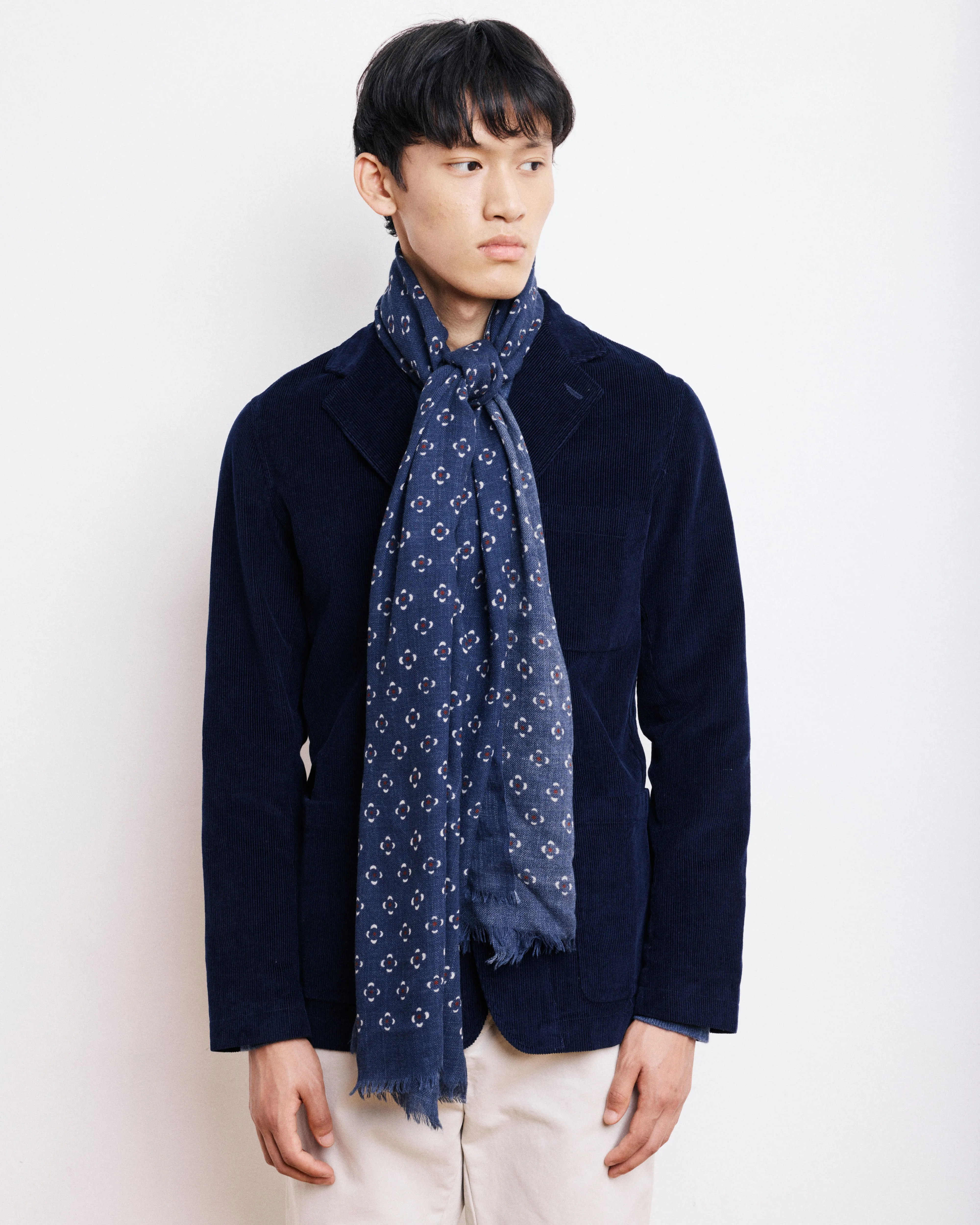 Echarpe Homme en Laine Imprimée à Pois Indigo sold by Hartford