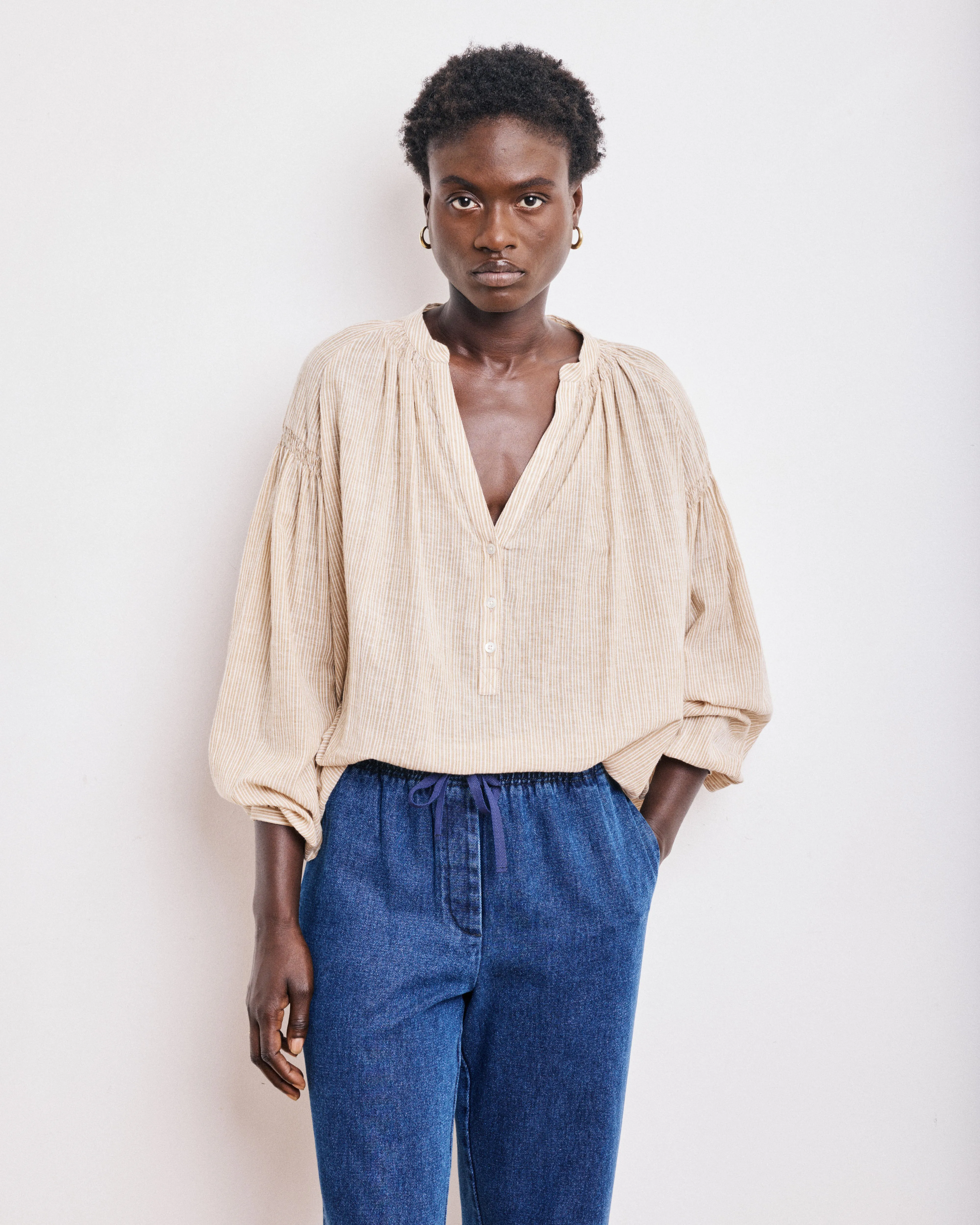 Blouse Femme en Voile de Coton Ocre Cierra sold by Hartford product image thumbnail 4