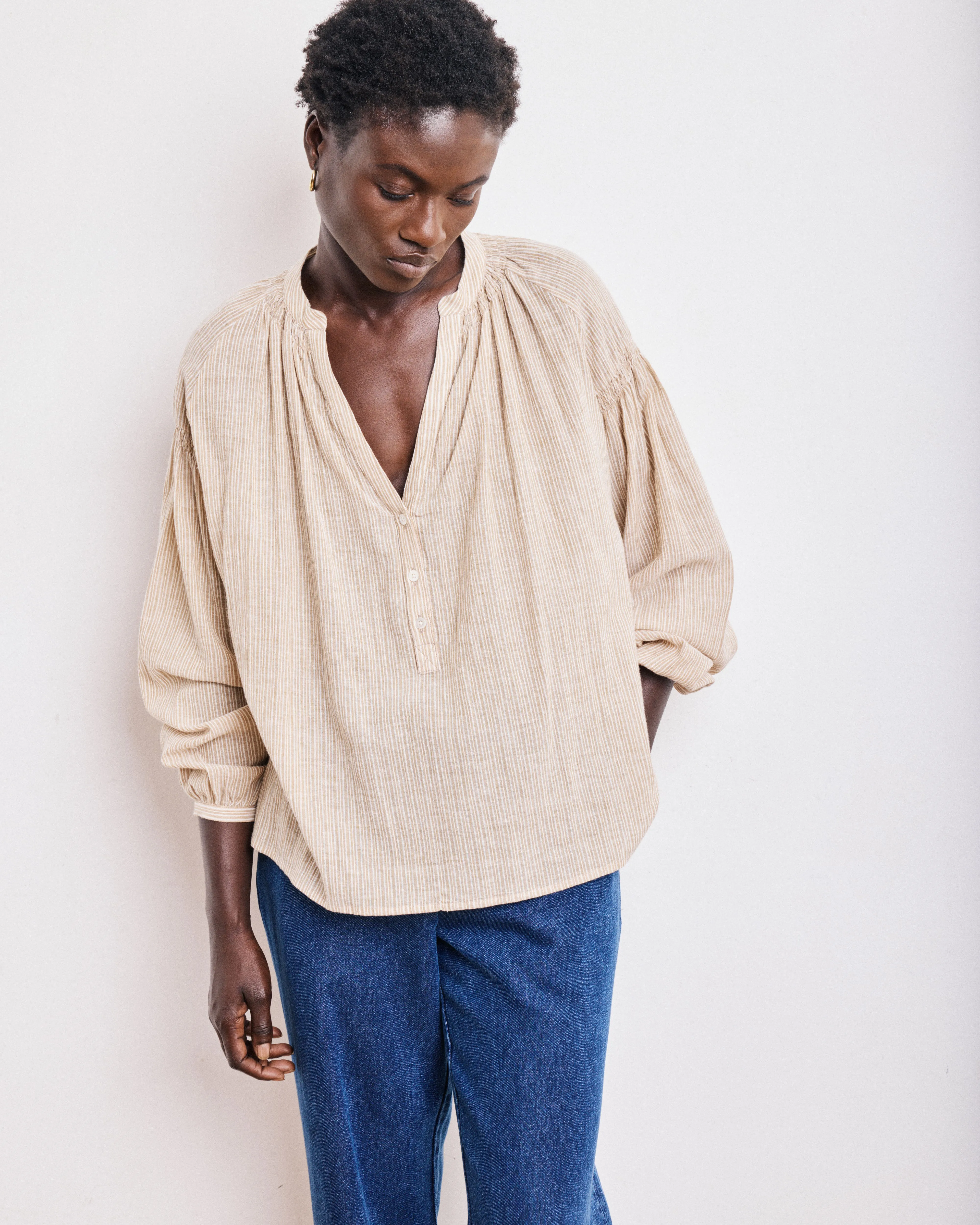 Blouse Femme en Voile de Coton Ocre Cierra sold by Hartford product image thumbnail 3