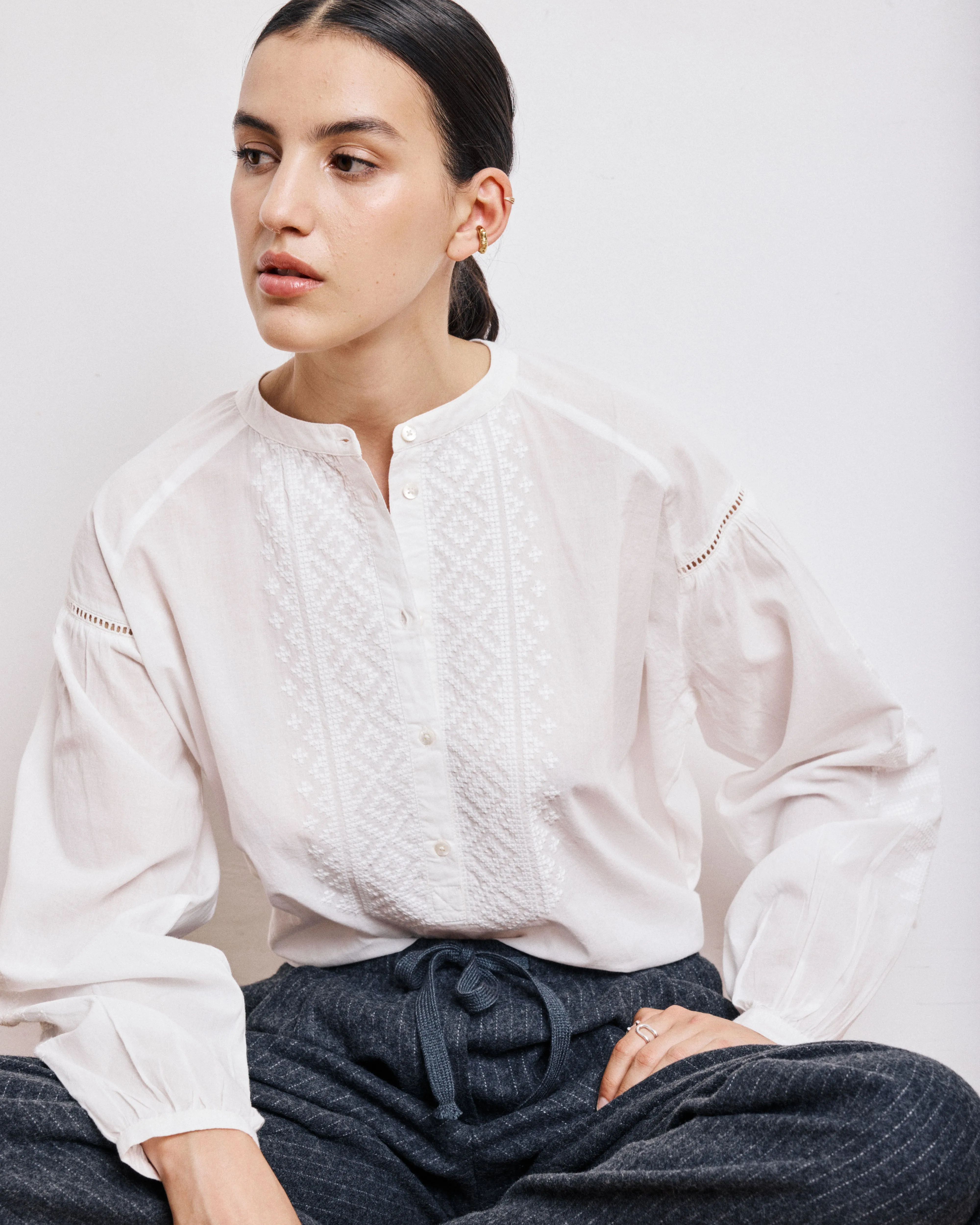 Blouse Femme en Voile de Coton Ecru Celeste sold by Hartford product image thumbnail 4