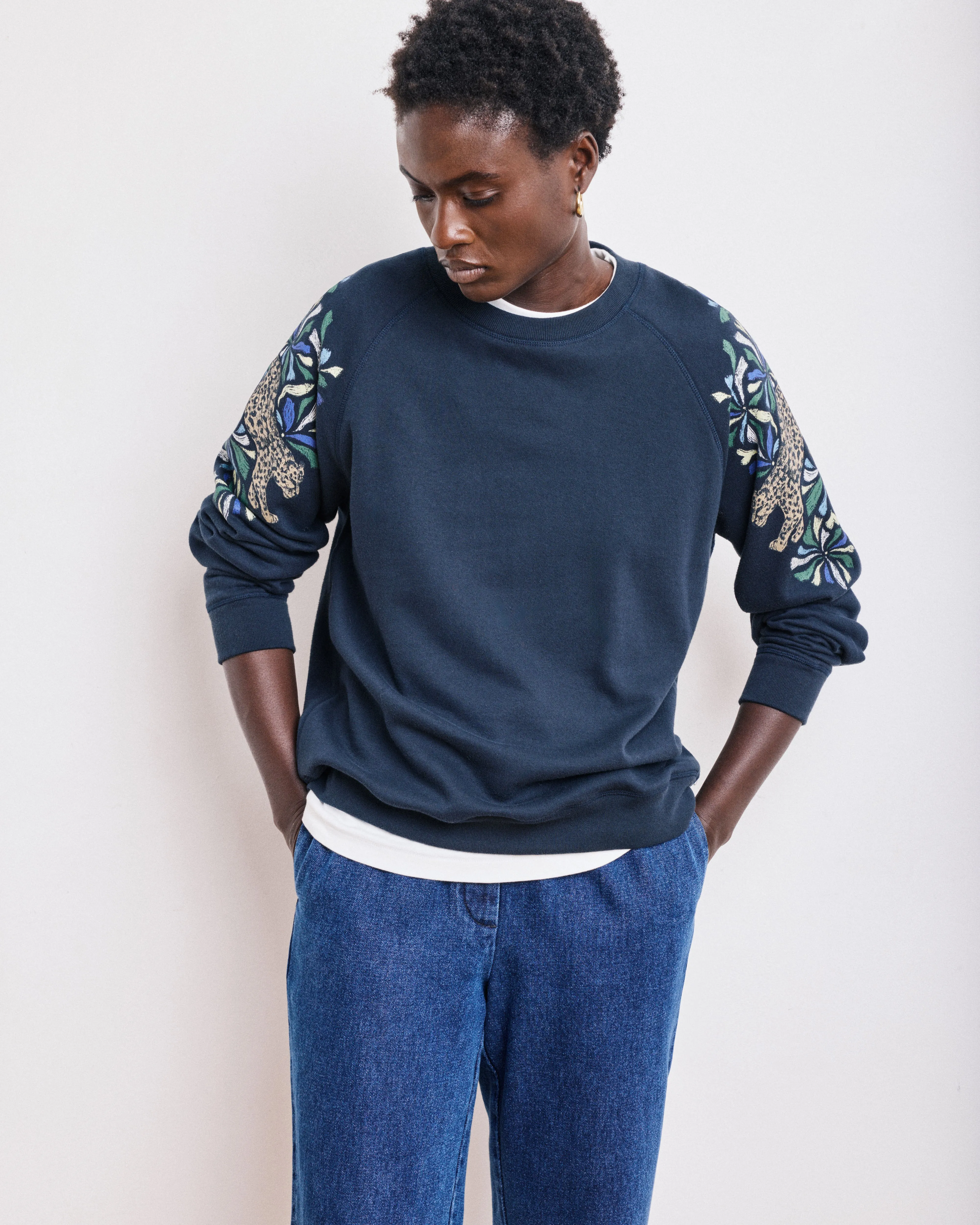 Sweatshirt Femme en Coton & Modal Bleu Nuit Taopard sold by Hartford product image thumbnail 4