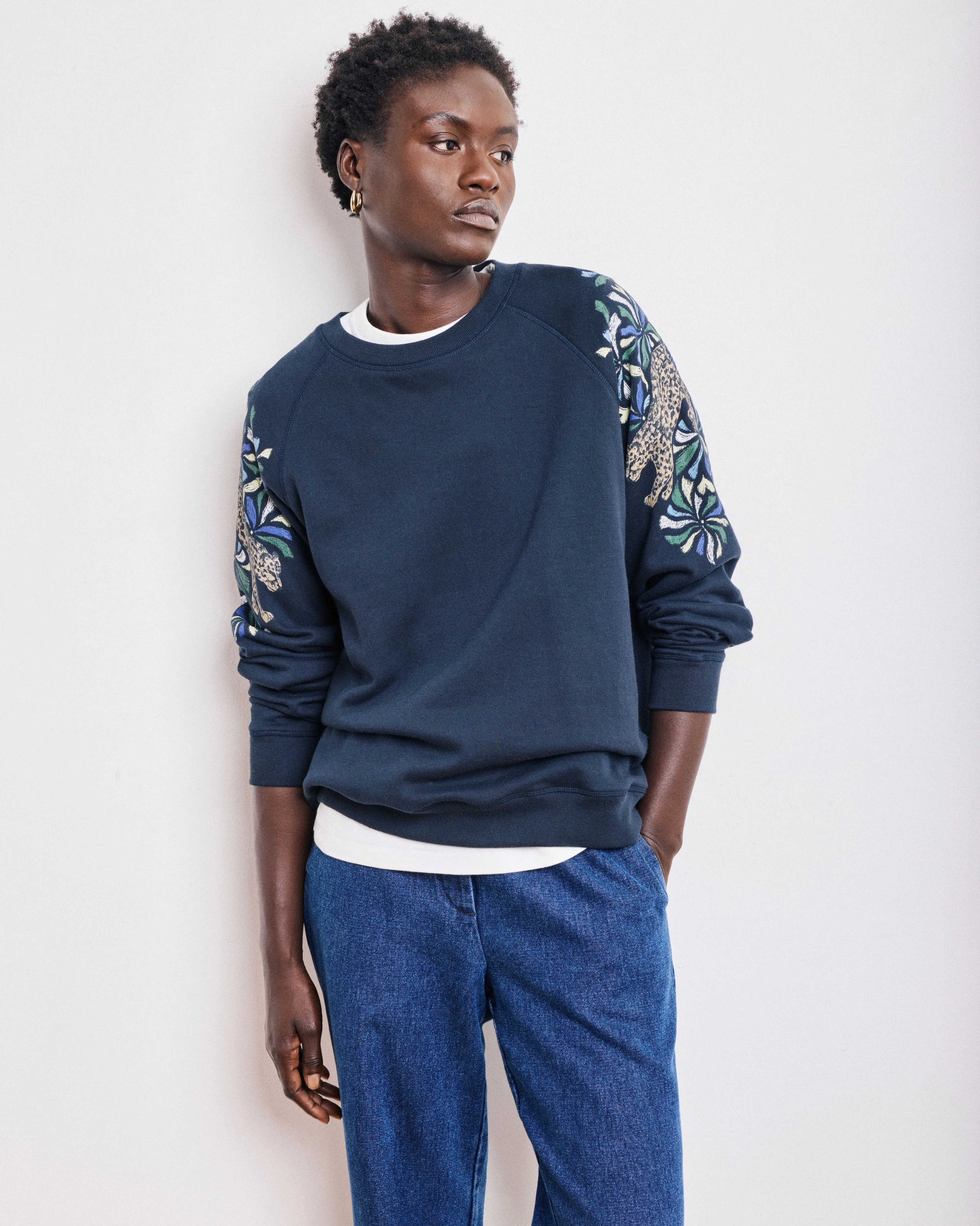 Sweatshirt Femme en Coton & Modal Bleu Nuit Taopard sold by Hartford product image thumbnail 2