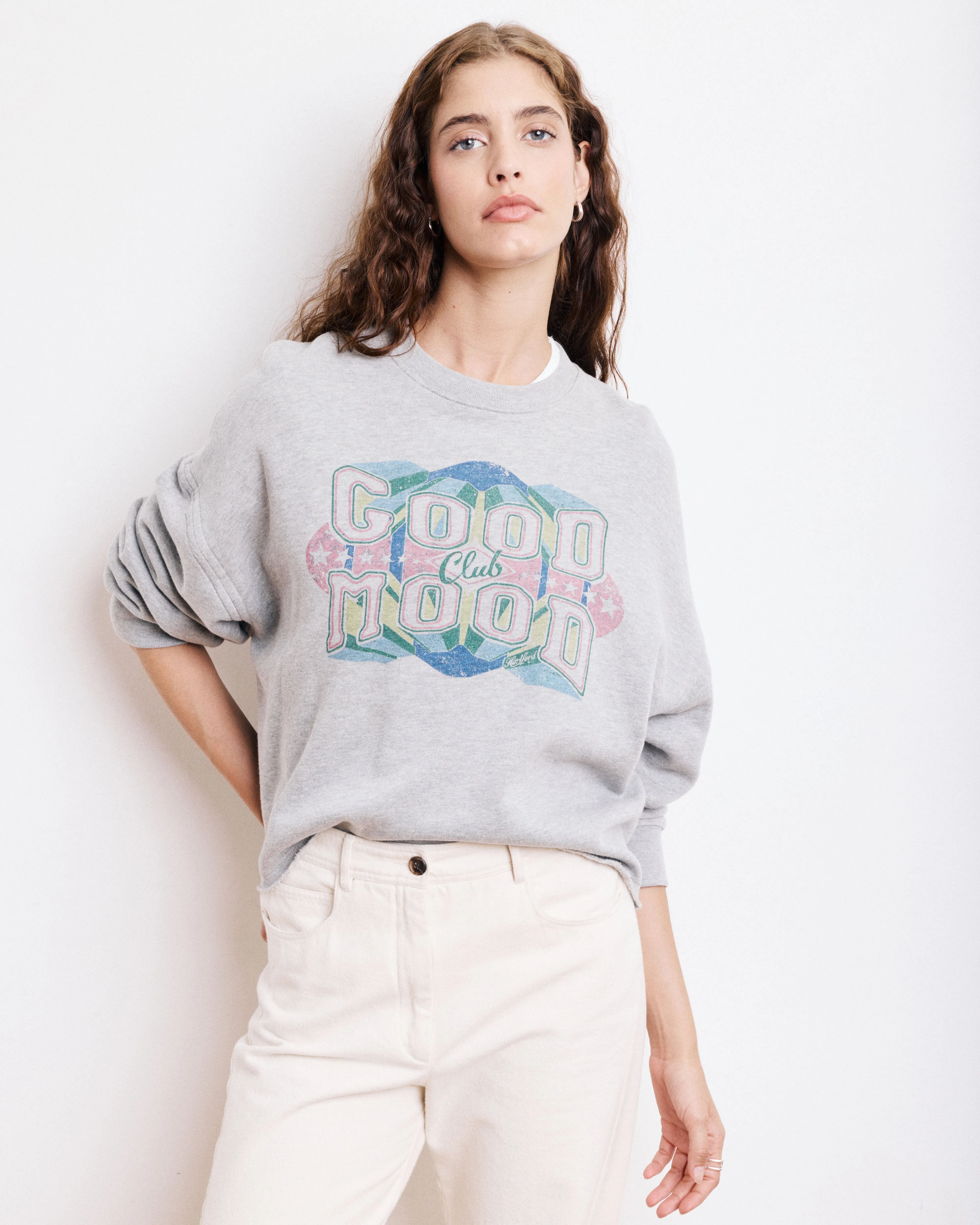 Sweatshirt Femme en Coton & Modal Gris Chiné Tahodd sold by Hartford product image thumbnail 4