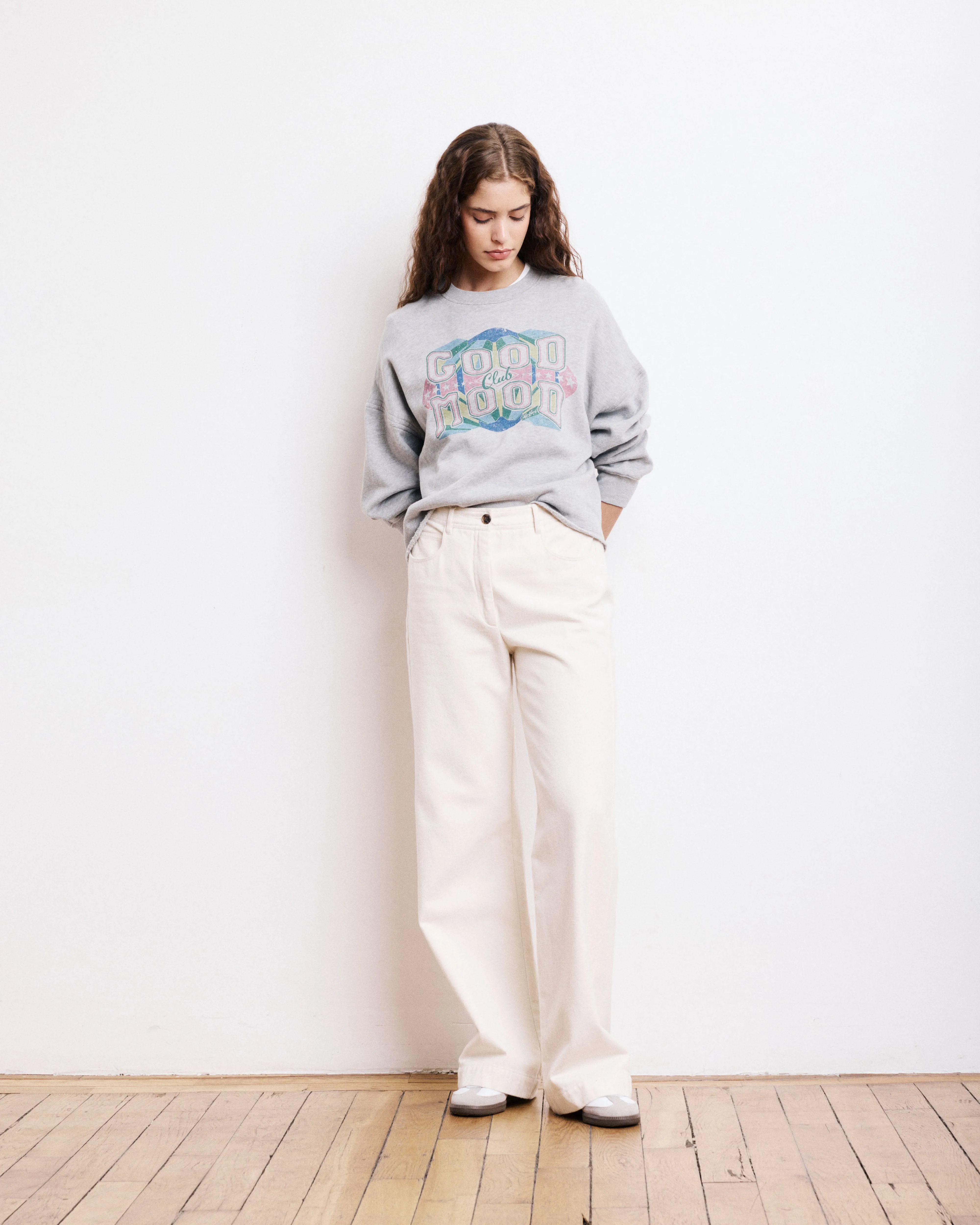 Sweatshirt Femme en Coton & Modal Gris Chiné Tahodd sold by Hartford product image thumbnail 3