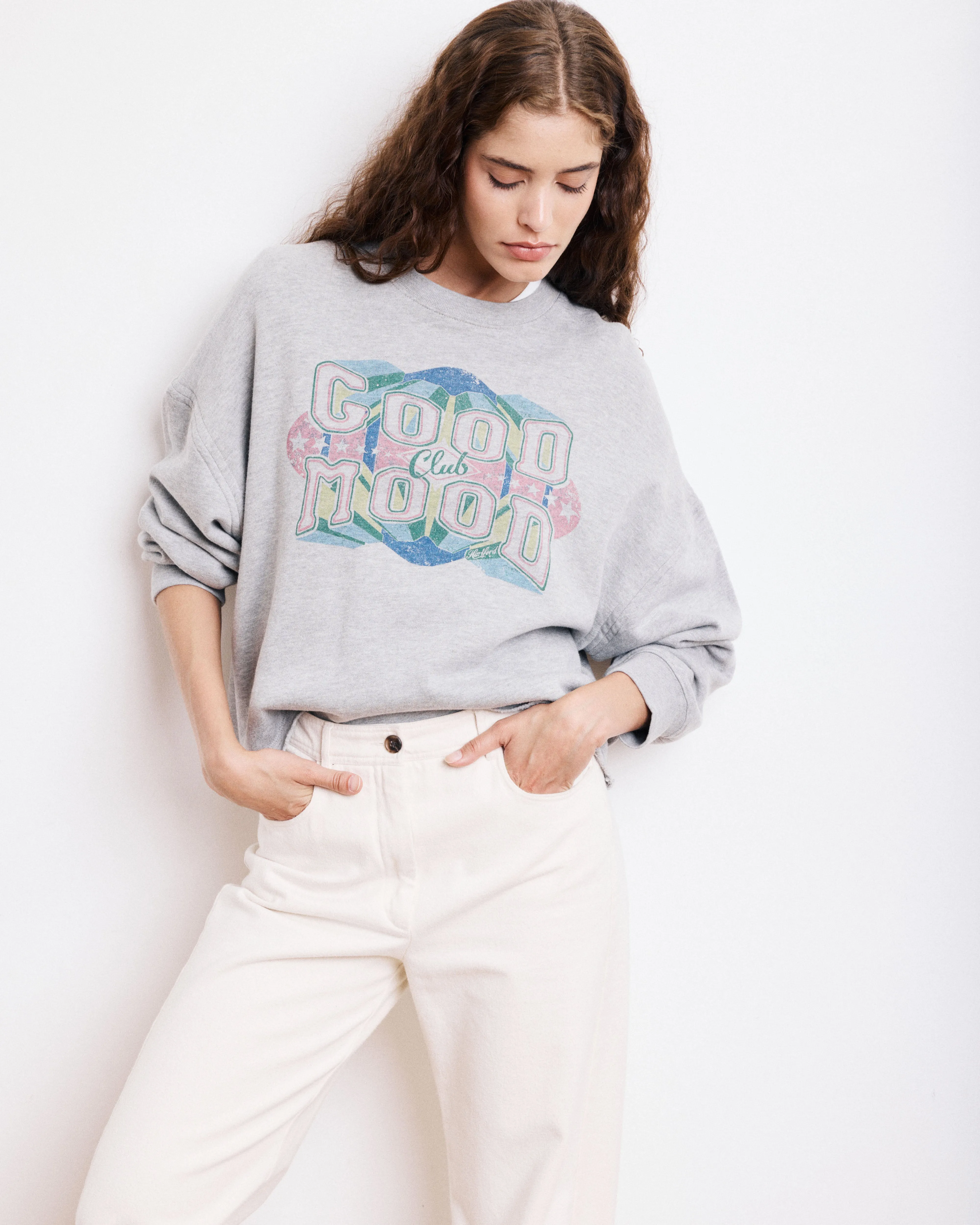 Sweatshirt Femme en Coton & Modal Gris Chiné Tahodd sold by Hartford