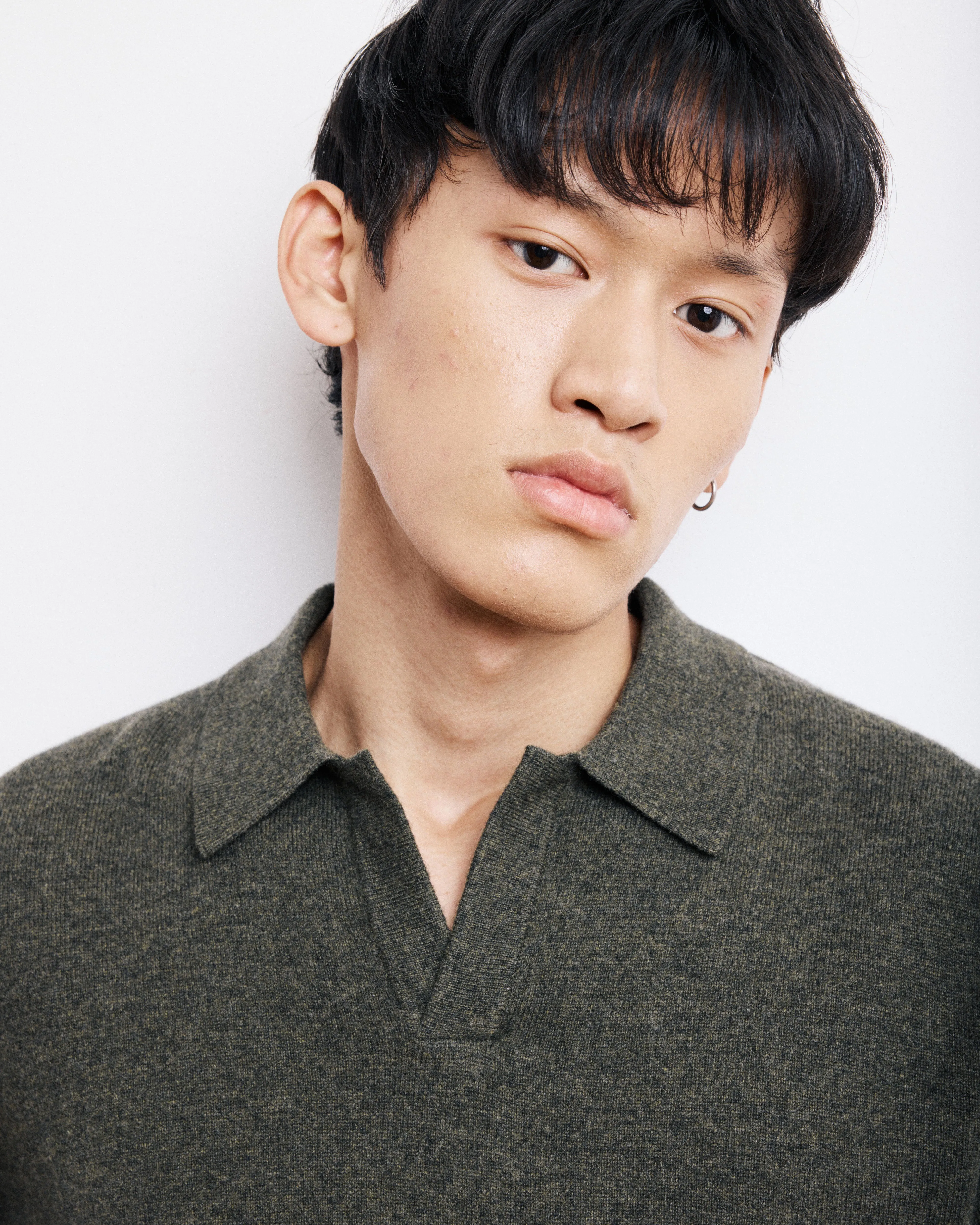 Pull Col Polo Homme en Laine & Cachemire Vert Militaire sold by Hartford product image thumbnail 3