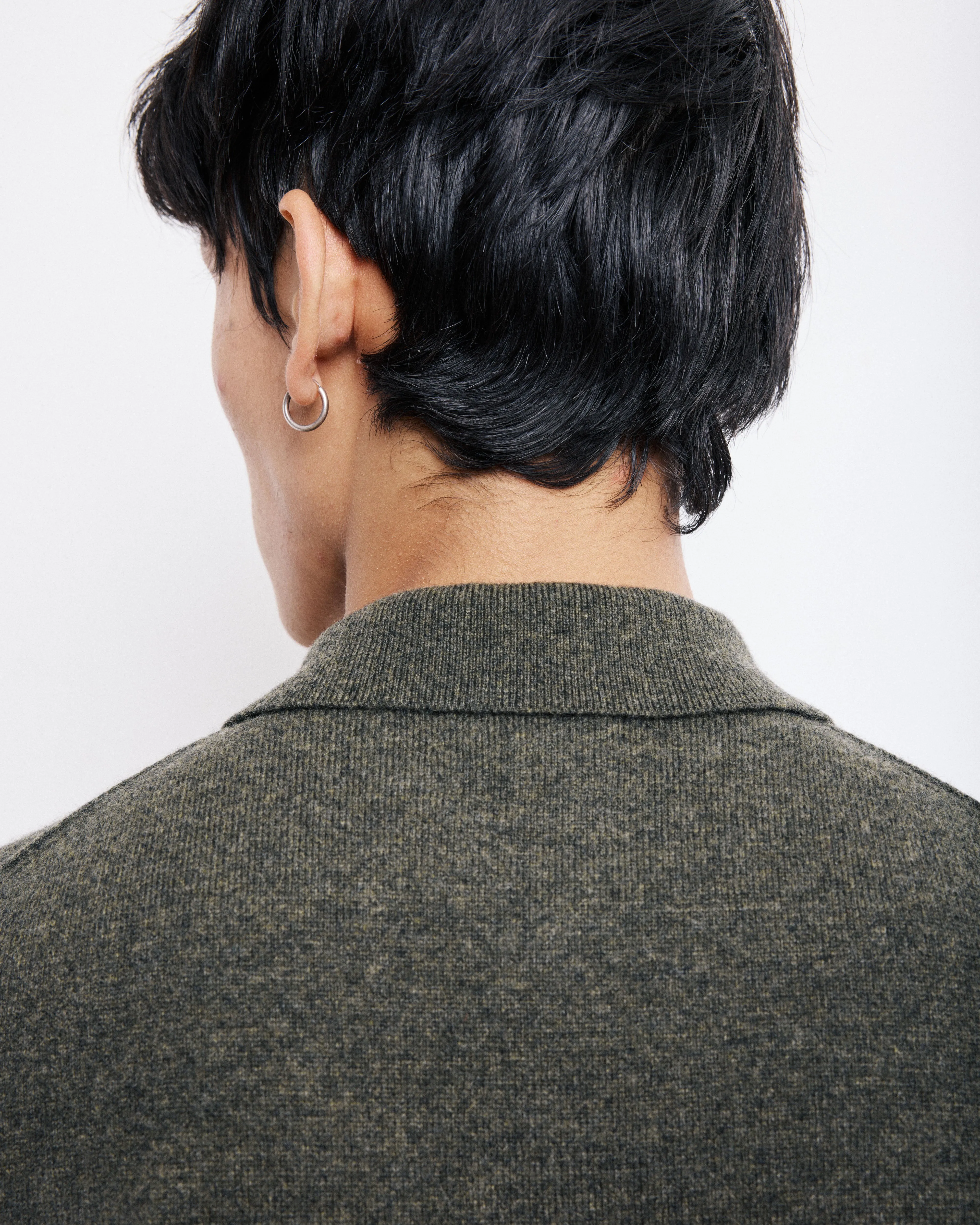 Pull Col Polo Homme en Laine & Cachemire Vert Militaire sold by Hartford product image thumbnail 4