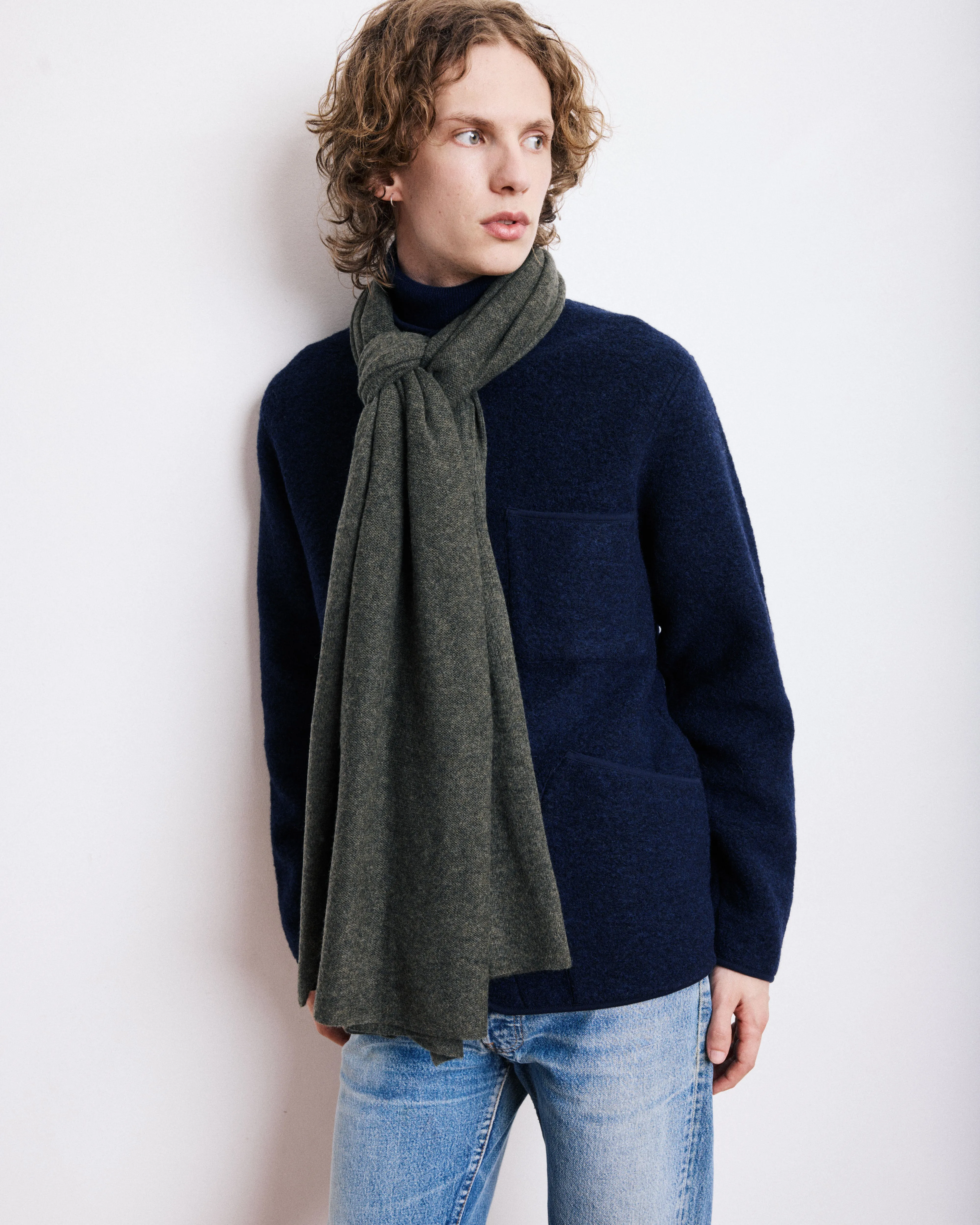 Echarpe Homme en Laine & Cachemire Vert Militaire sold by Hartford product image thumbnail 2