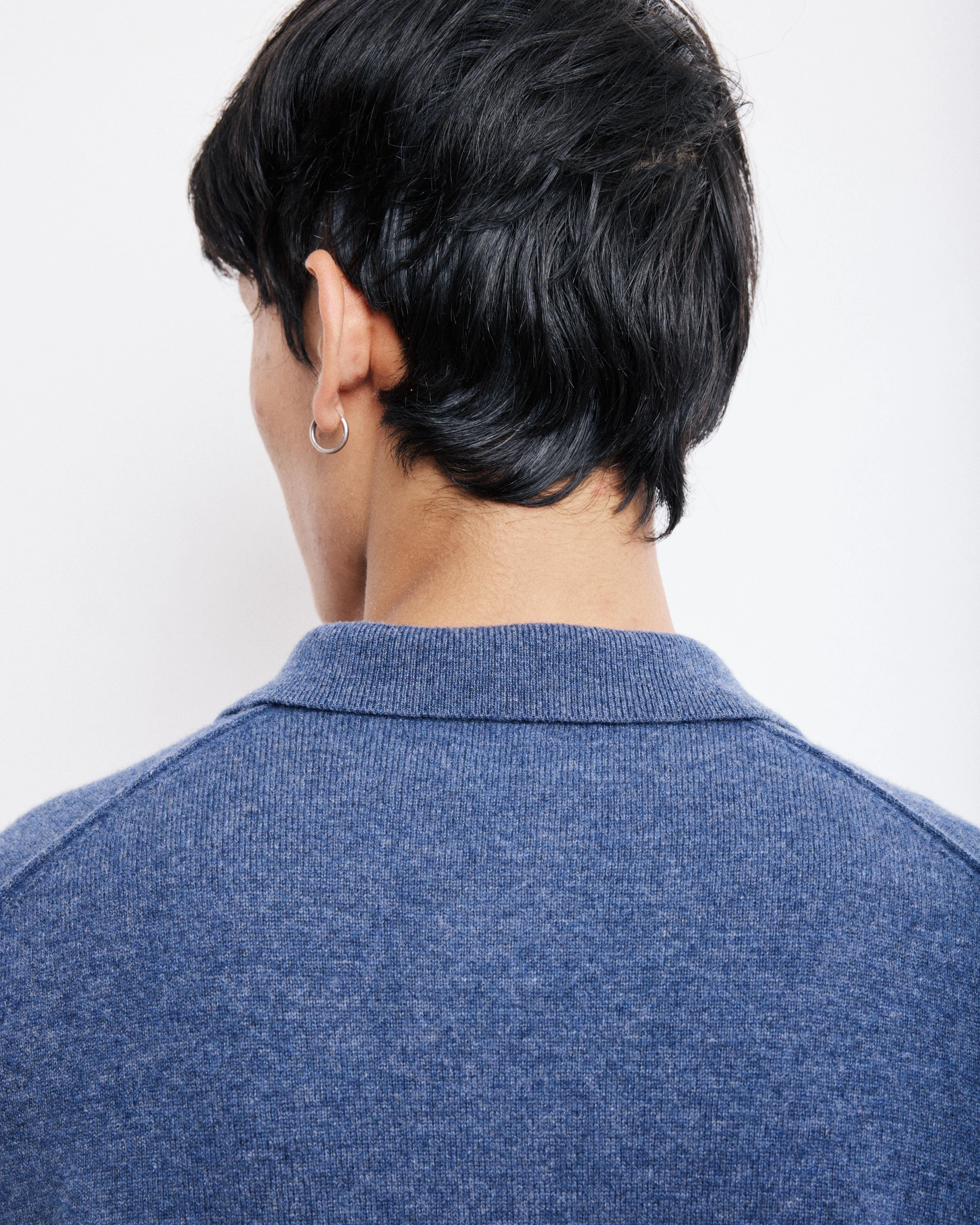 Pull Col Polo Homme en Laine & Cachemire Bleu Cobalt sold by Hartford product image thumbnail 4