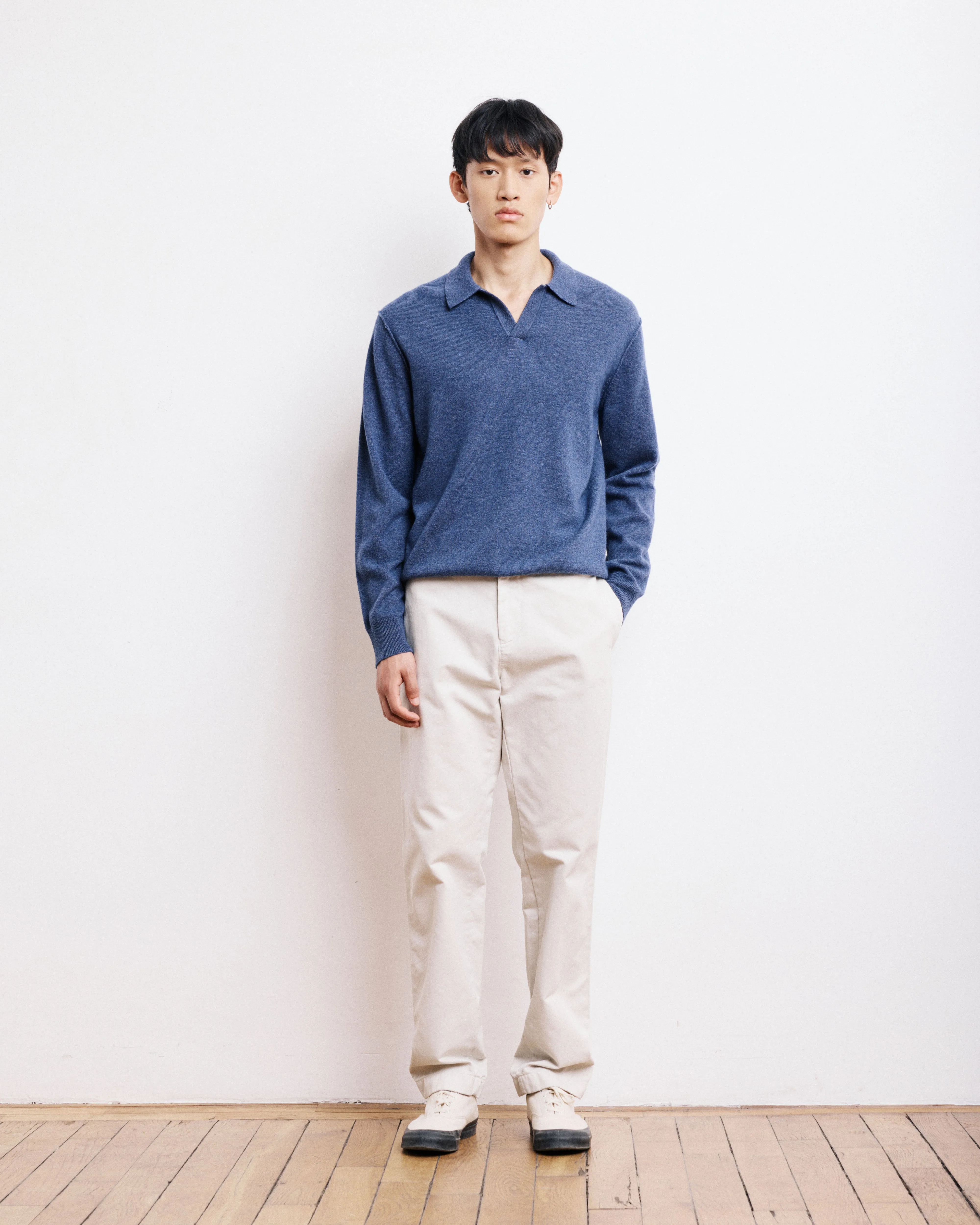 Pull Col Polo Homme en Laine & Cachemire Bleu Cobalt sold by Hartford product image thumbnail 2