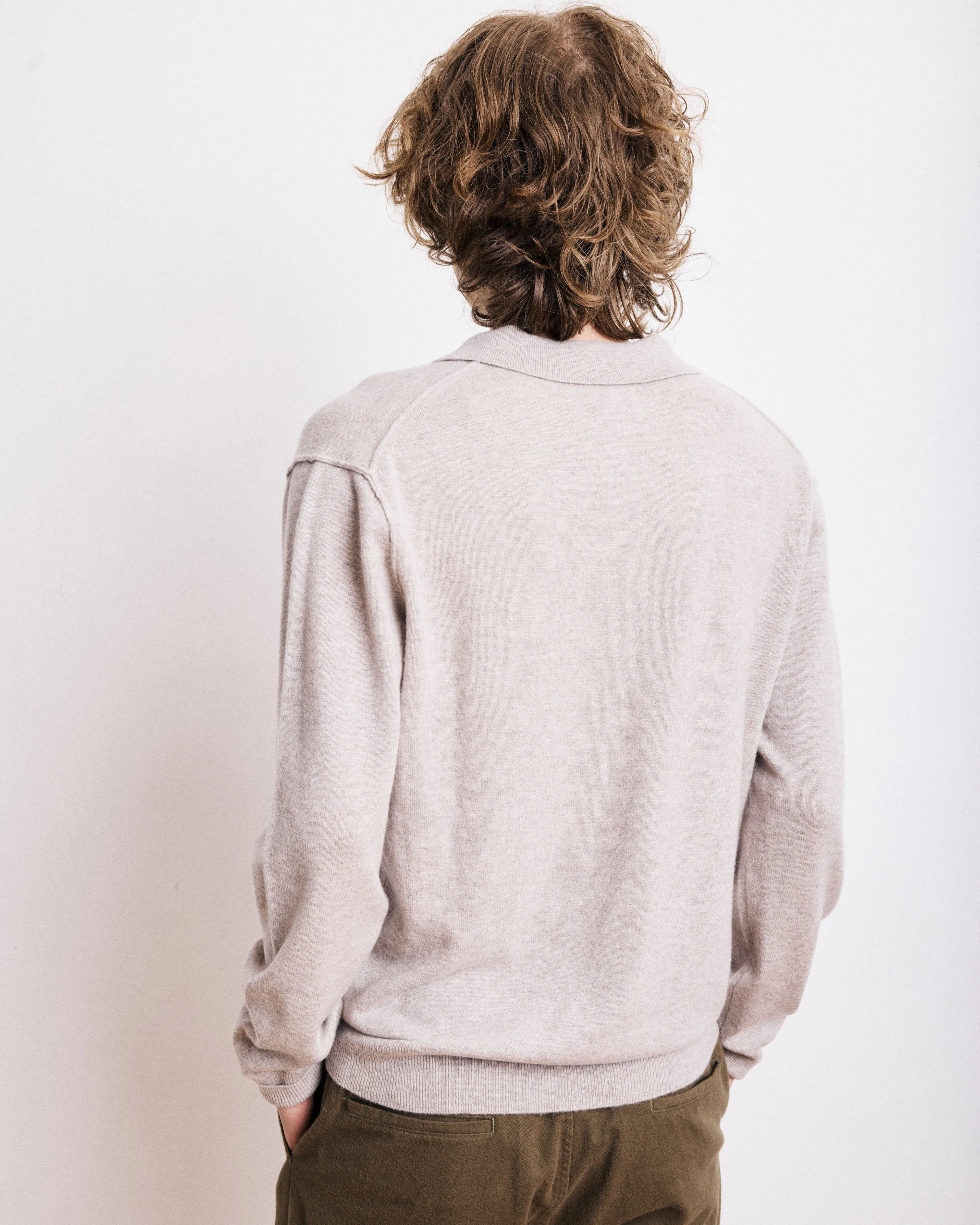 Pull Col Polo Homme en Laine & Cachemire Beige sold by Hartford product image thumbnail 4