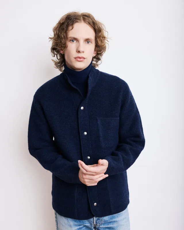 Veste Homme en Laine Bouillie Bleu Marine Jock sold by Hartford