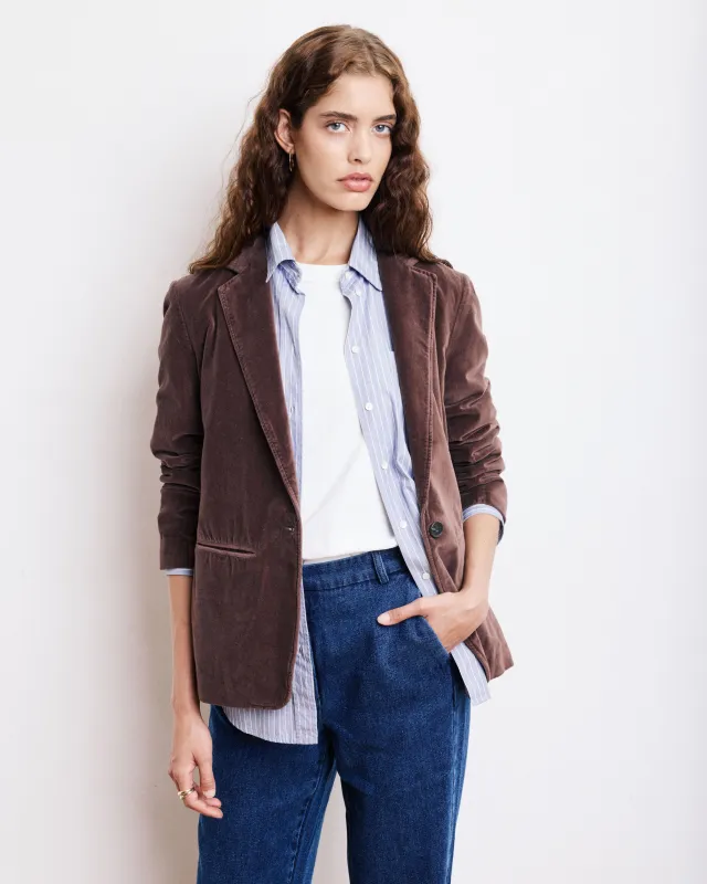 Veste Femme en Velours Lisse Chocolat Virna sold by Hartford