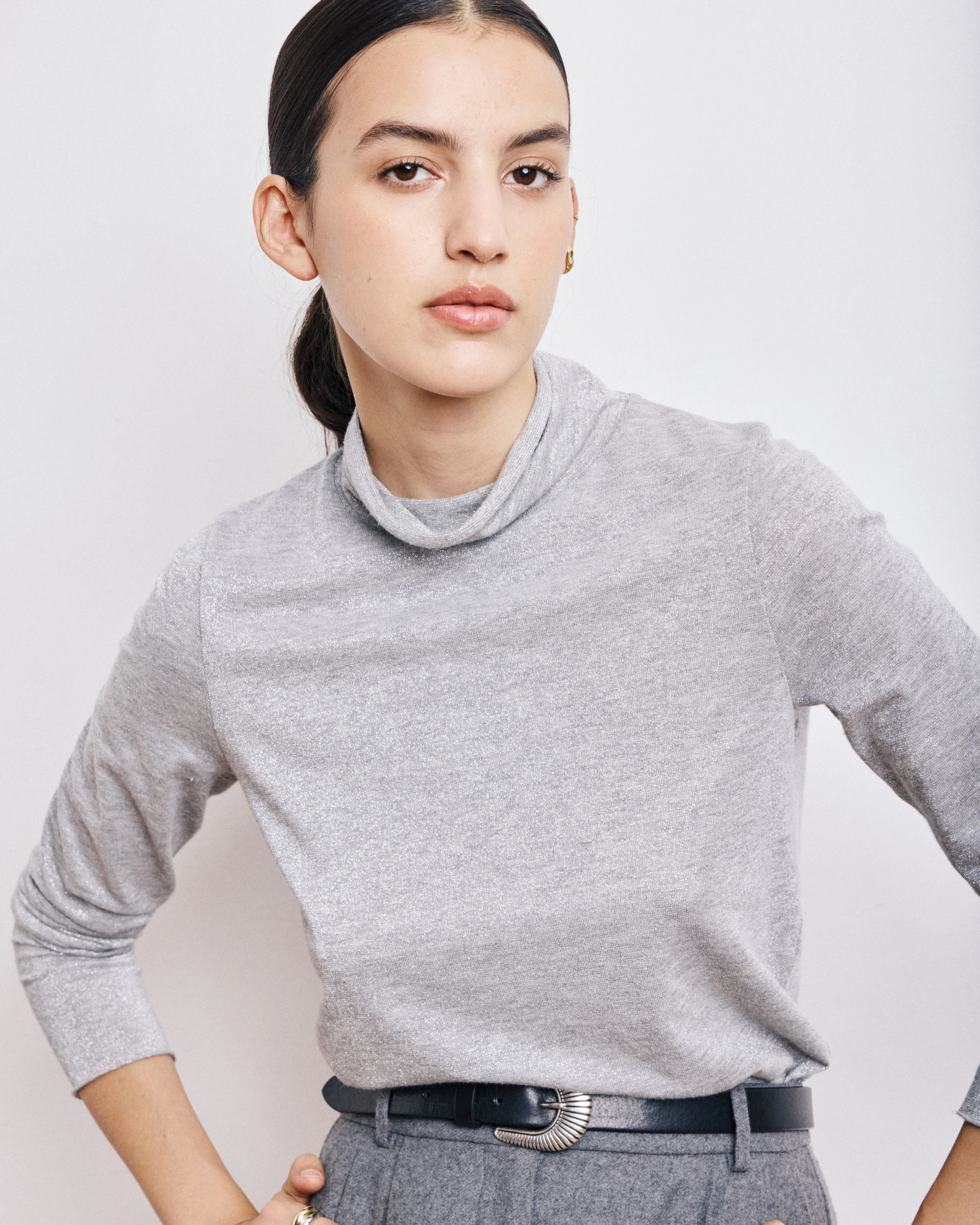 T-Shirt Femme en Coton & Modal Lurex Gris Tylak sold by Hartford product image thumbnail 2