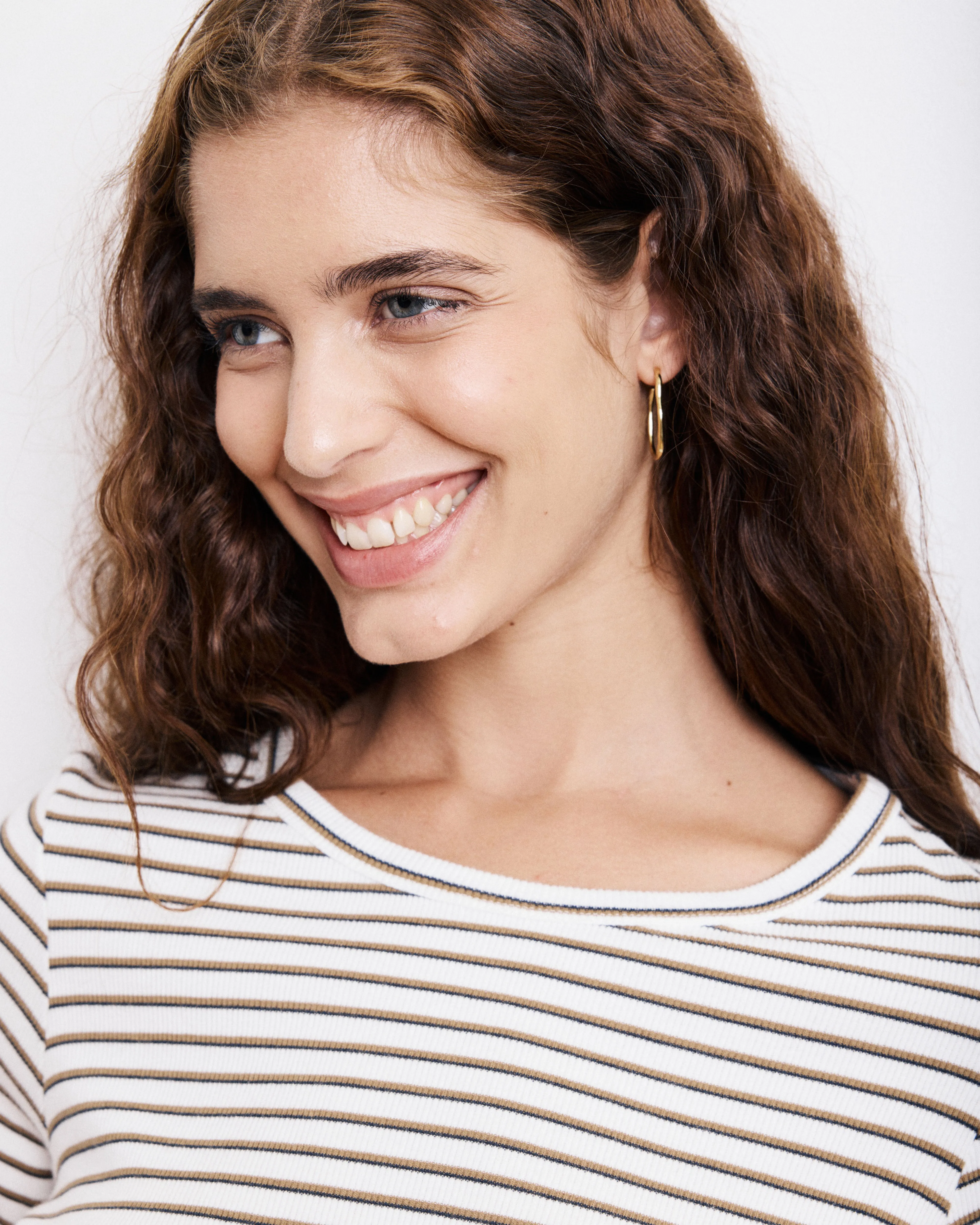 T-Shirt Femme en Coton Côtelé Ecru & Camel Take sold by Hartford product image thumbnail 3