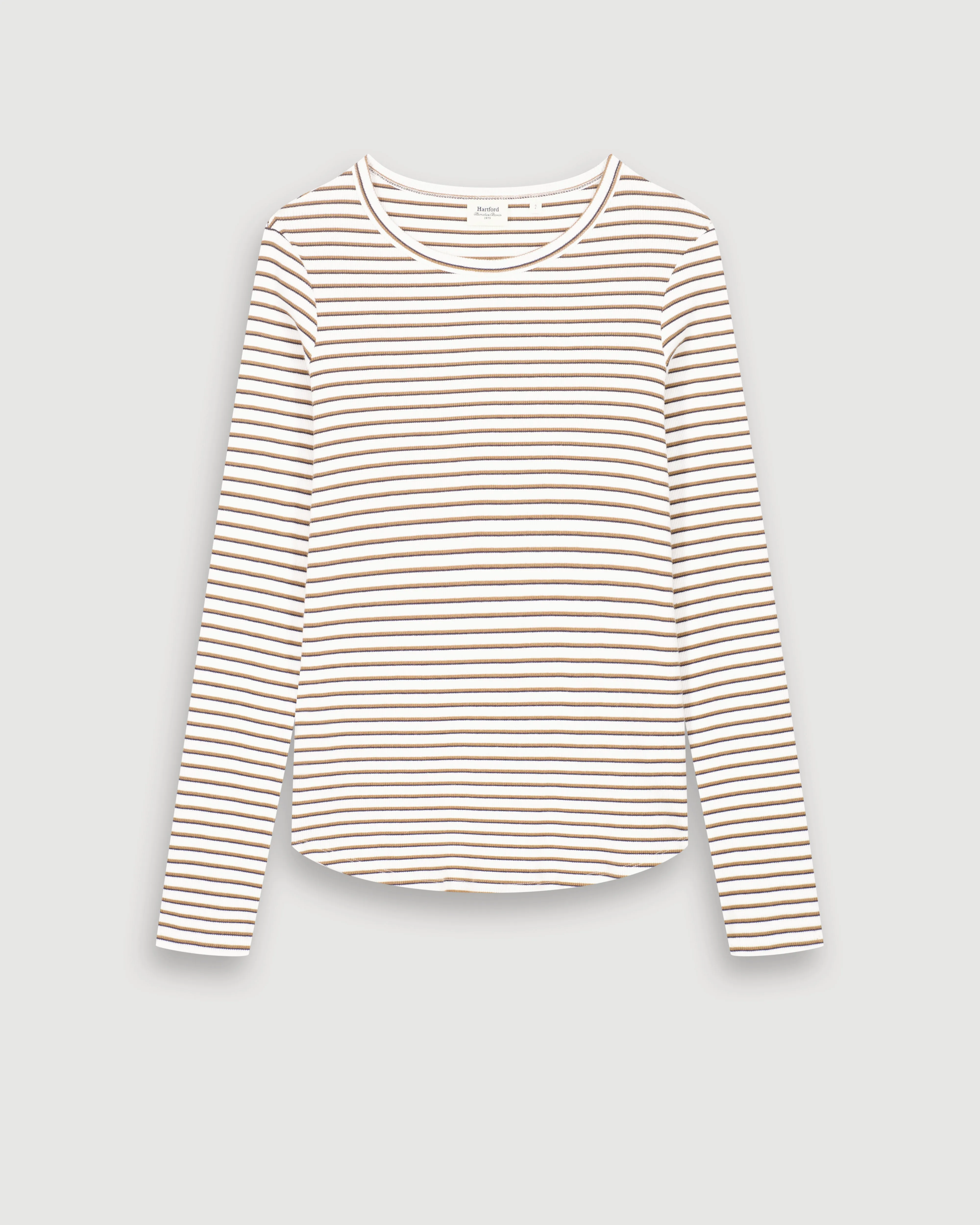 T-Shirt Femme en Coton Côtelé Ecru & Camel Take sold by Hartford product image thumbnail 4