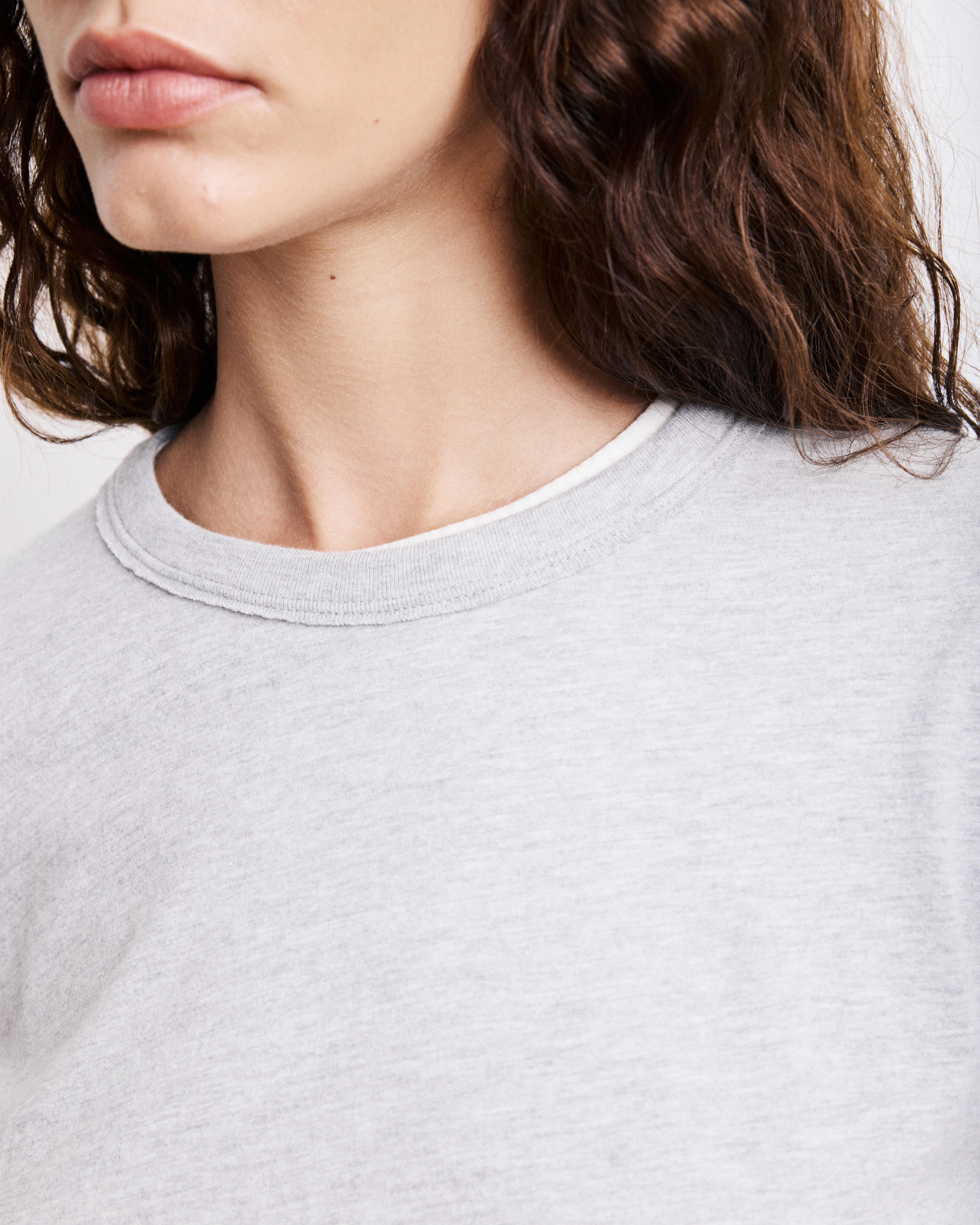 T-Shirt Femme en Coton & Modal Gris Chiné Tarmac sold by Hartford product image thumbnail 3