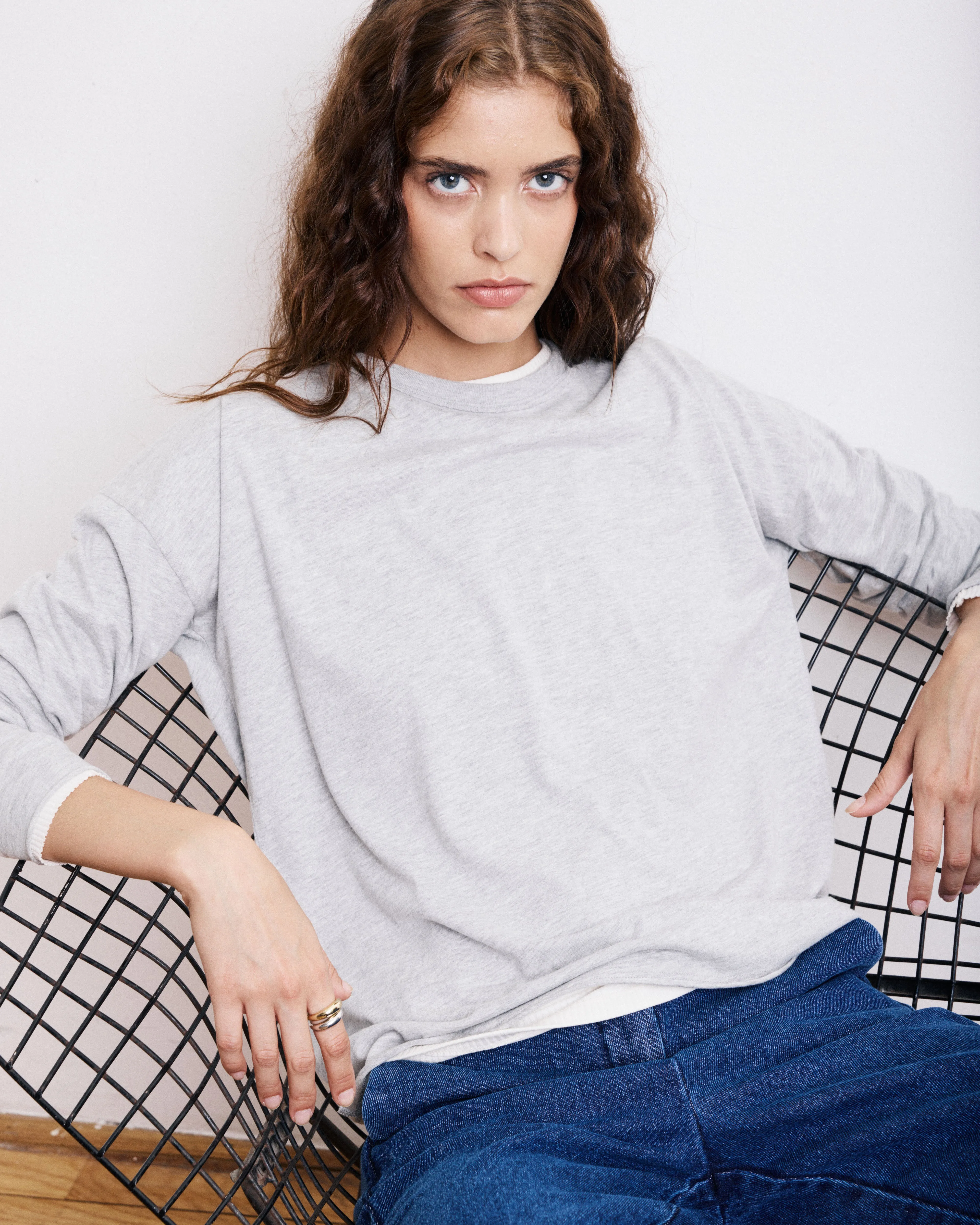 T-Shirt Femme en Coton & Modal Gris Chiné Tarmac sold by Hartford