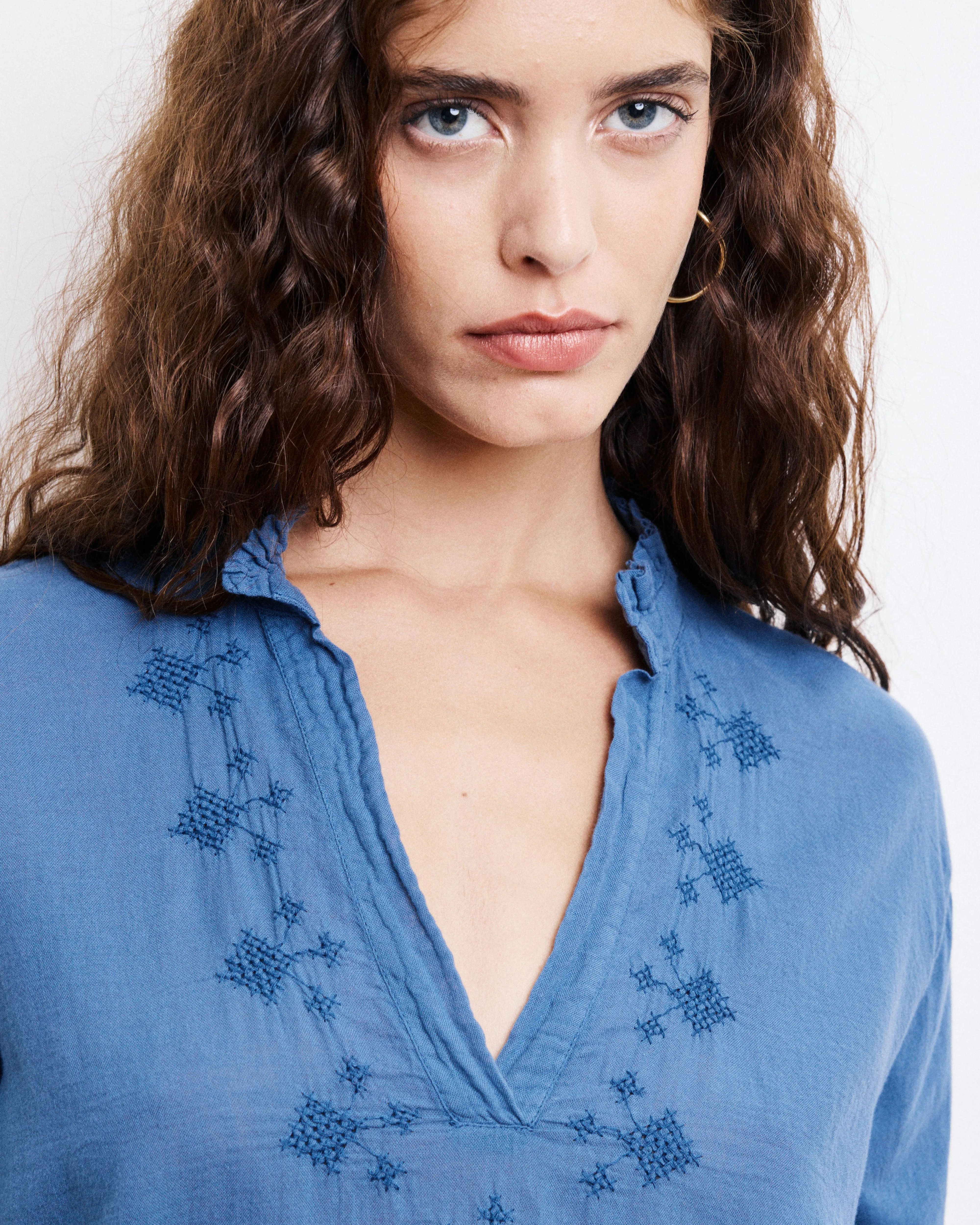 T-Shirt Femme en Coton Bi-Matière Bleu Denim Turgan sold by Hartford product image thumbnail 3