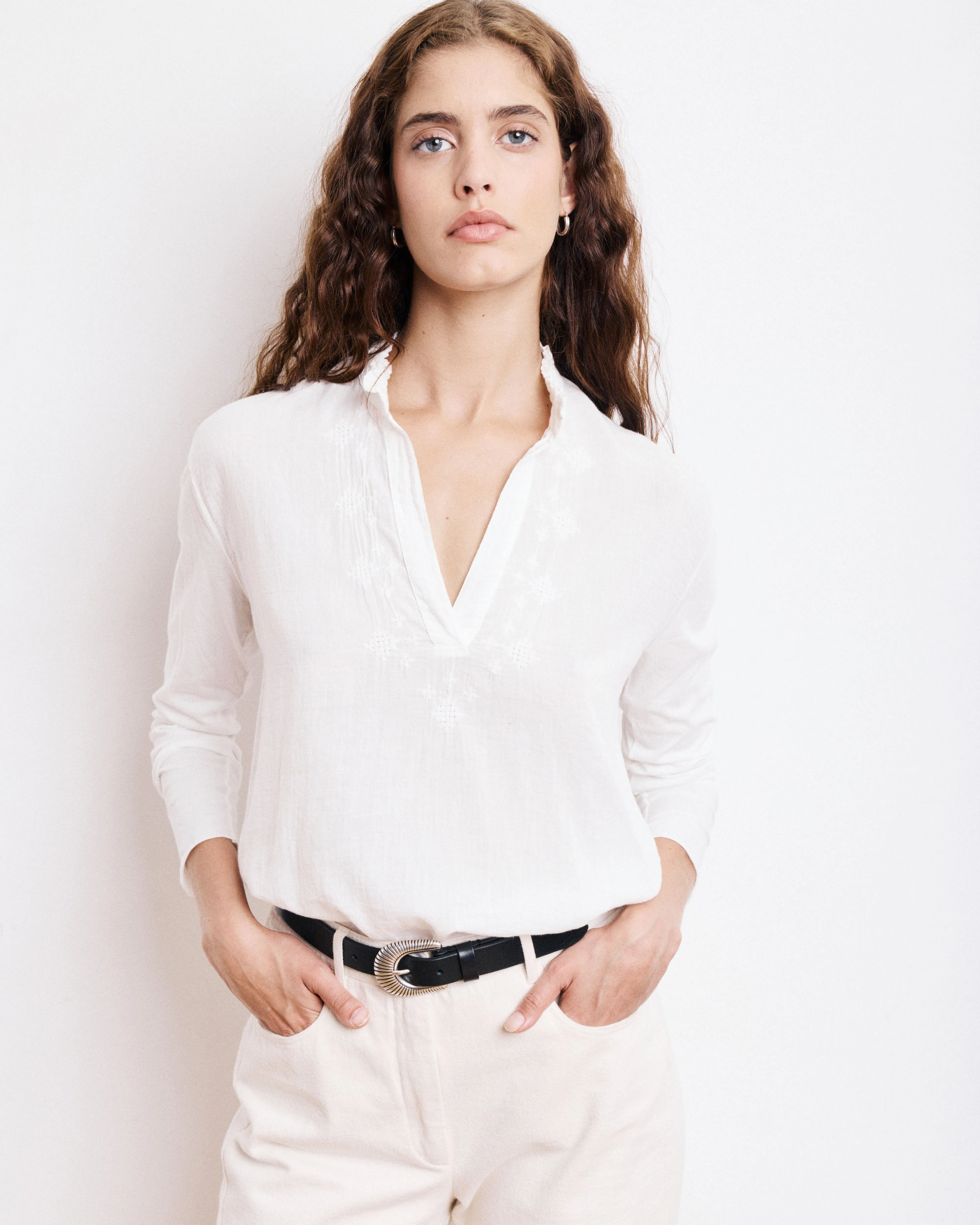 T-Shirt Femme en Coton Bi-Matière Ecru Turgan sold by Hartford product image thumbnail 2