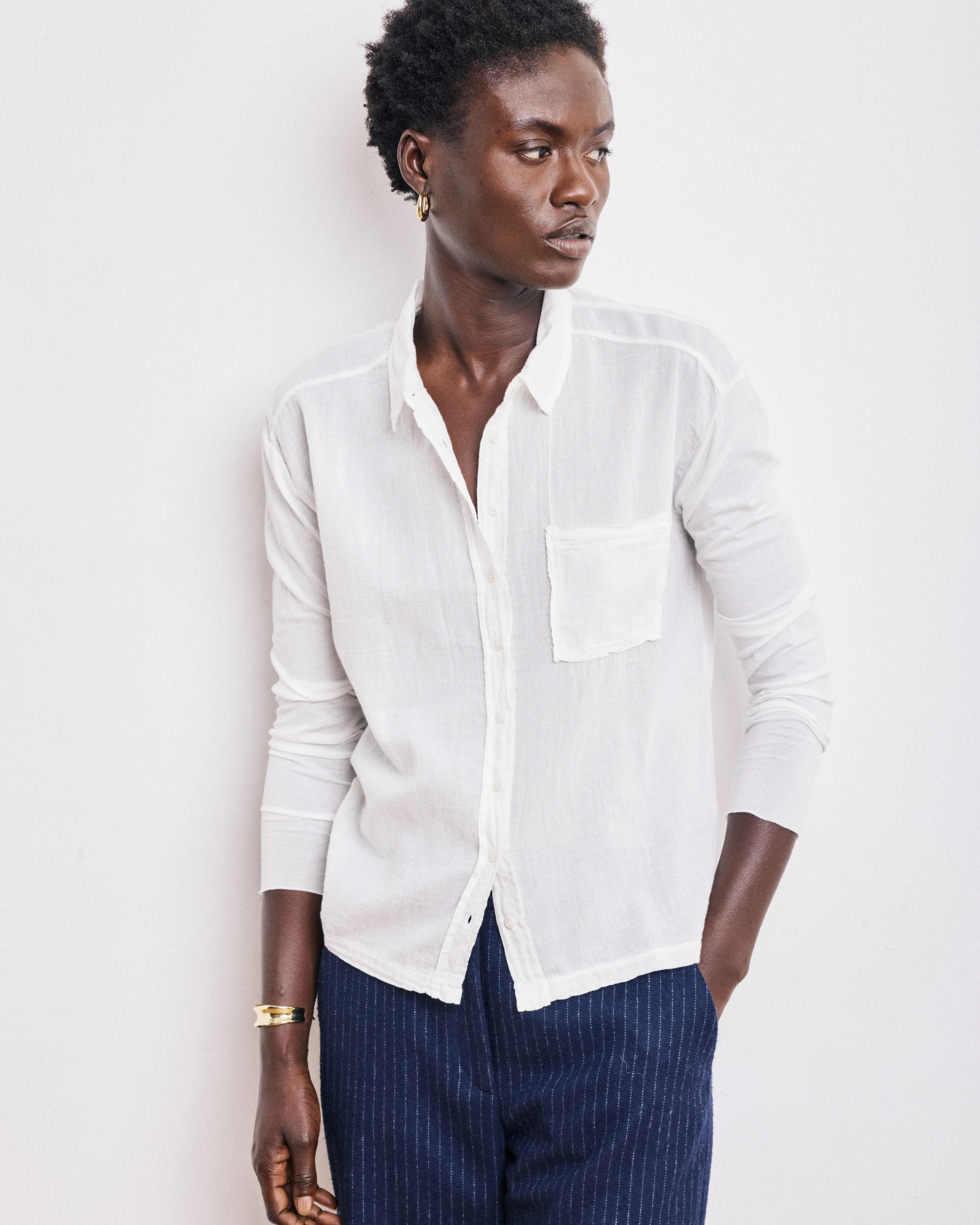 Chemise Femme en Coton Bi-Matière Ecru Tacy sold by Hartford