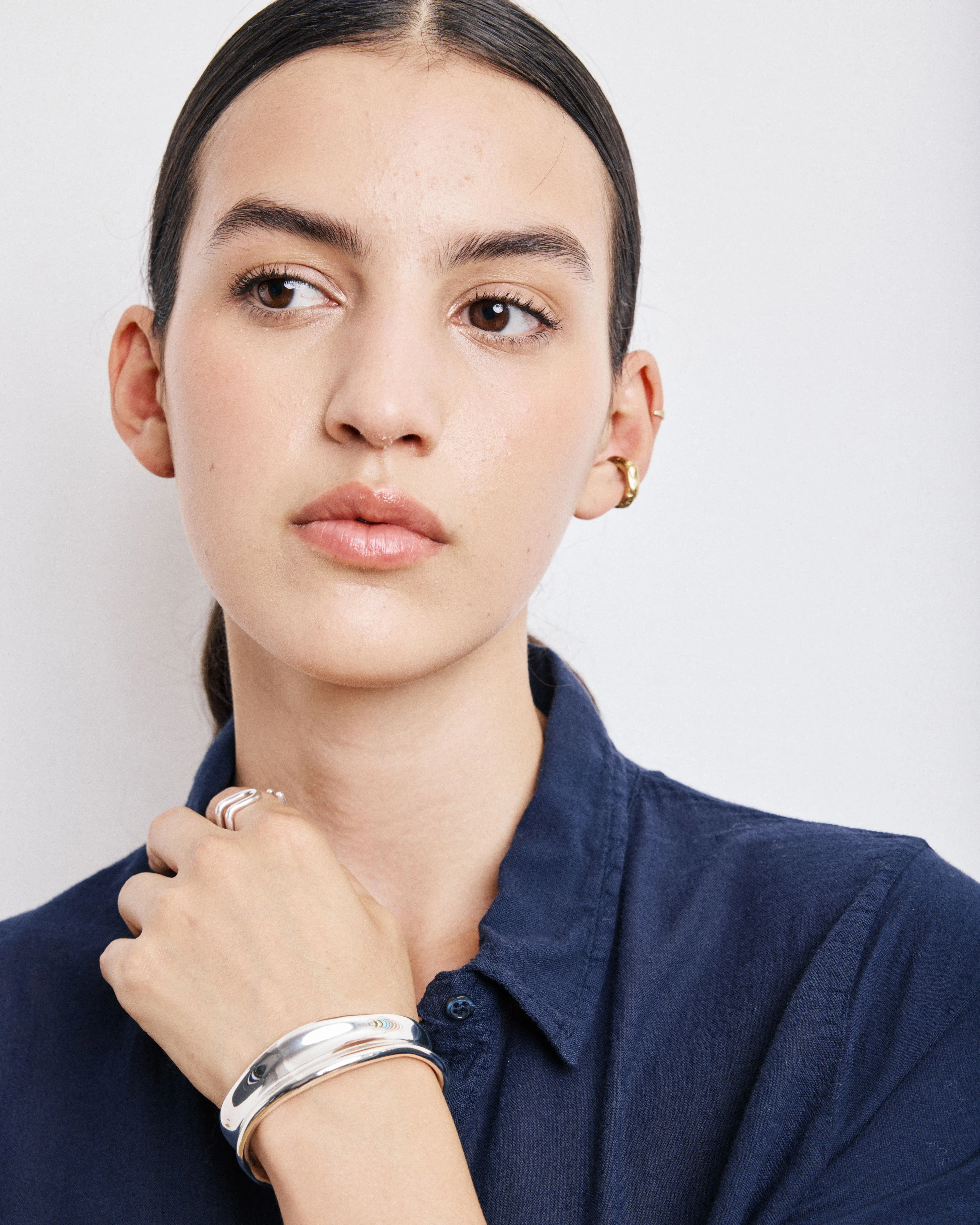 Chemise Femme en Coton Bi-Matière Bleu Marine Tabo sold by Hartford product image thumbnail 3