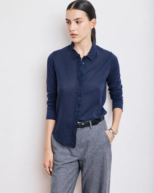 Chemise Femme en Coton Bi-Matière Bleu Marine Tabo sold by Hartford