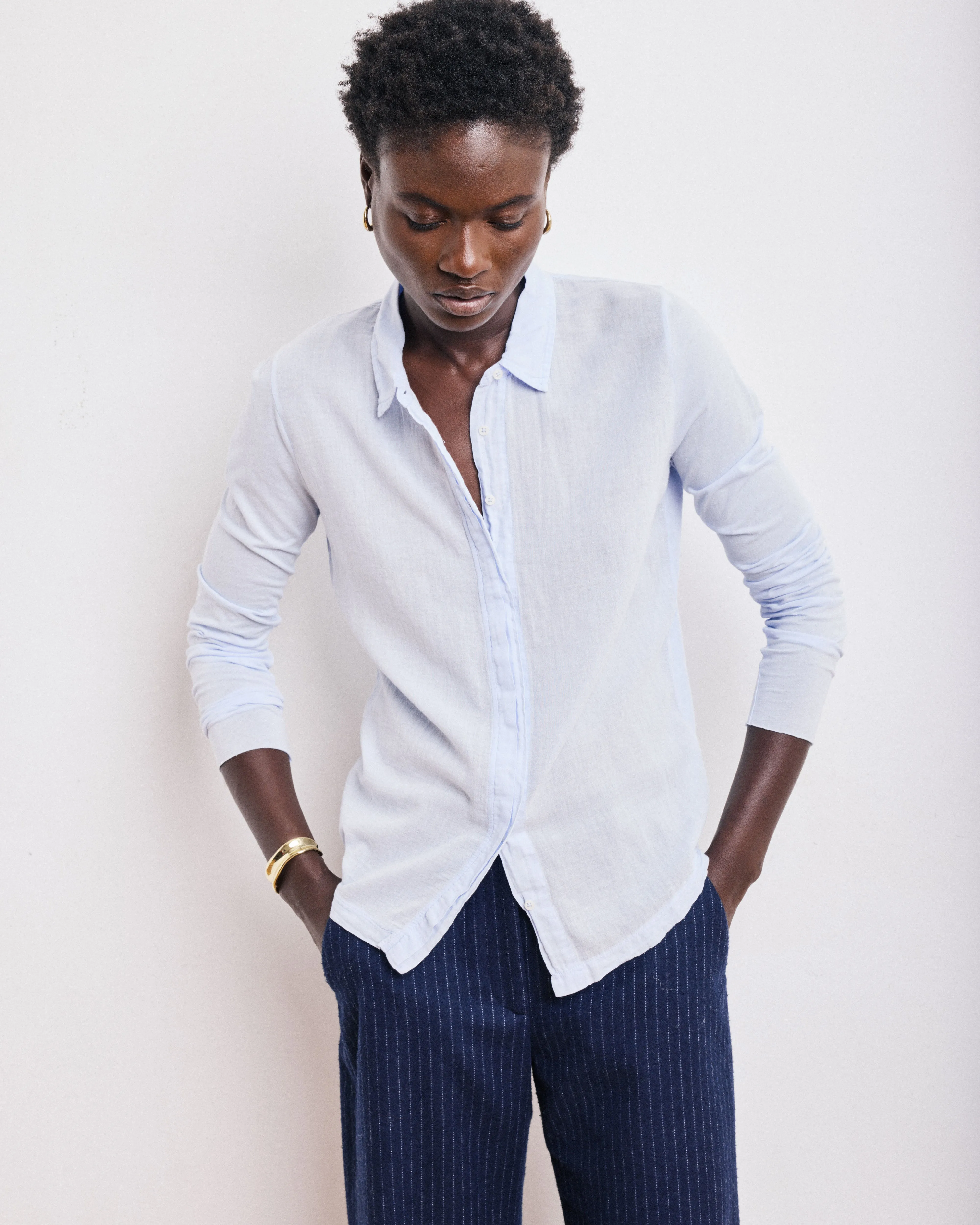 Chemise Femme en Coton Bi-Matière Bleu Ciel Tabo sold by Hartford product image thumbnail 3