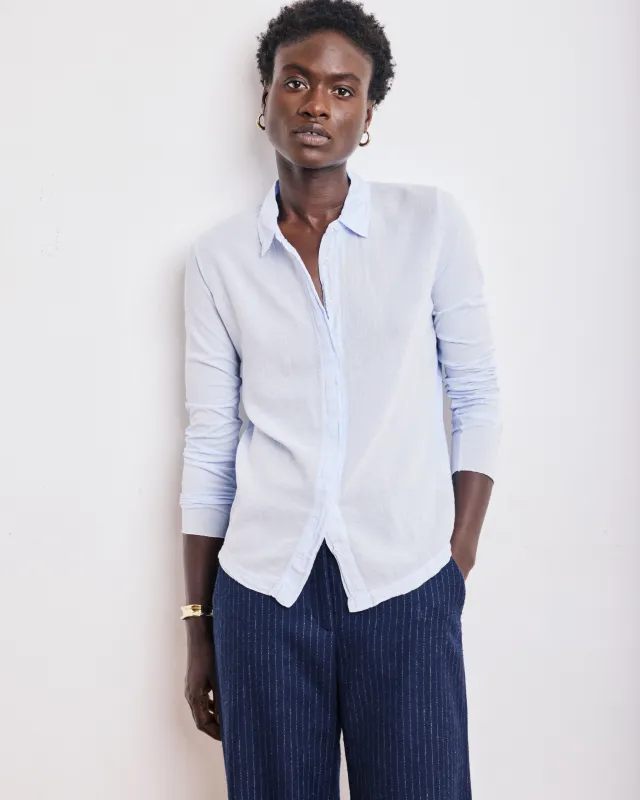 Chemise Femme en Coton Bi-Matière Bleu Ciel Tabo sold by Hartford