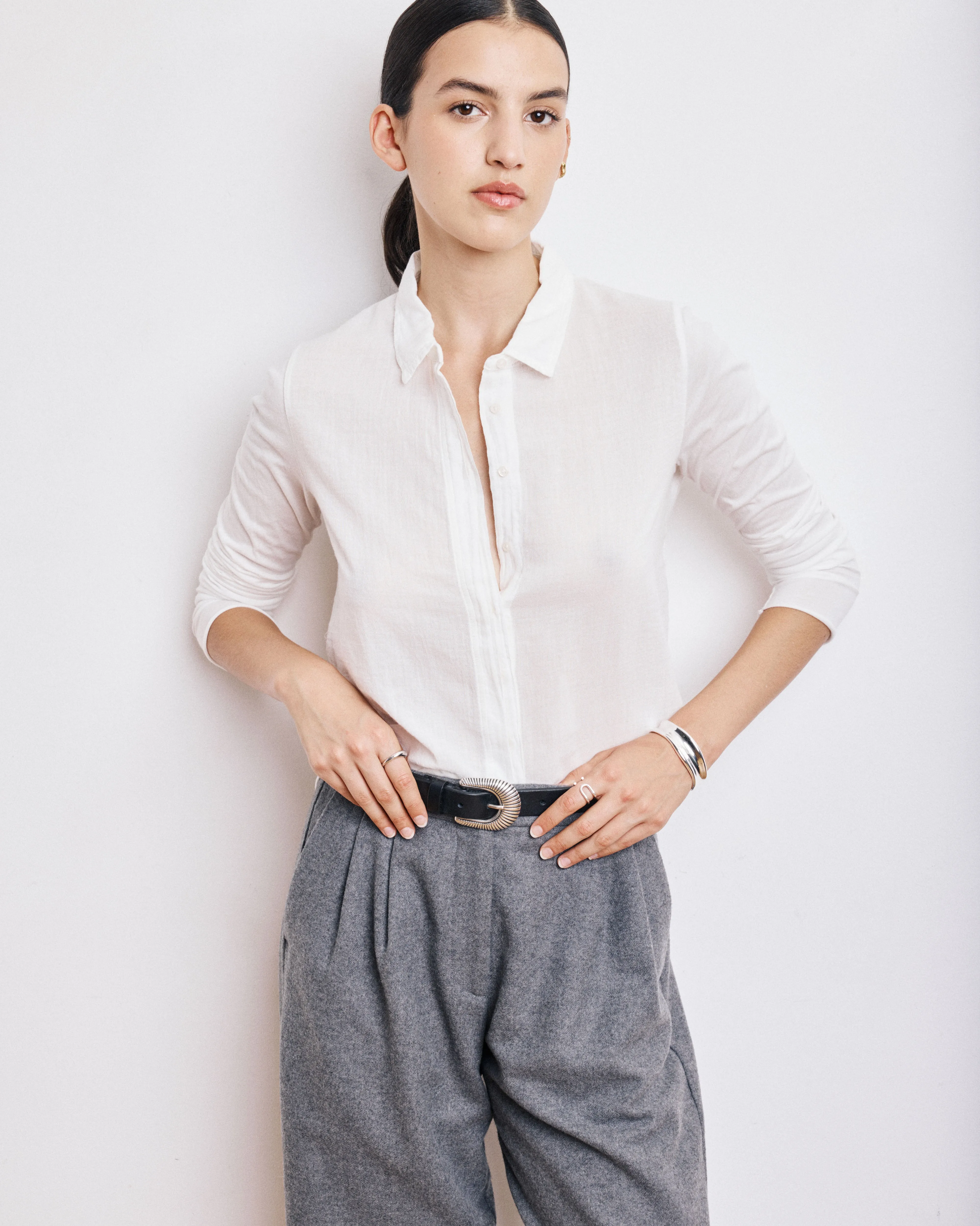 Chemise Femme en Coton Bi-Matière Ecru Tabo sold by Hartford product image thumbnail 2