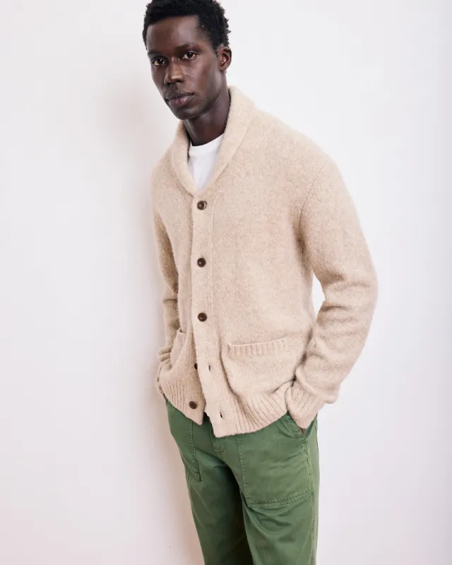 Cardigan Homme en Laine d'Alpaga & Yak Beige sold by Hartford