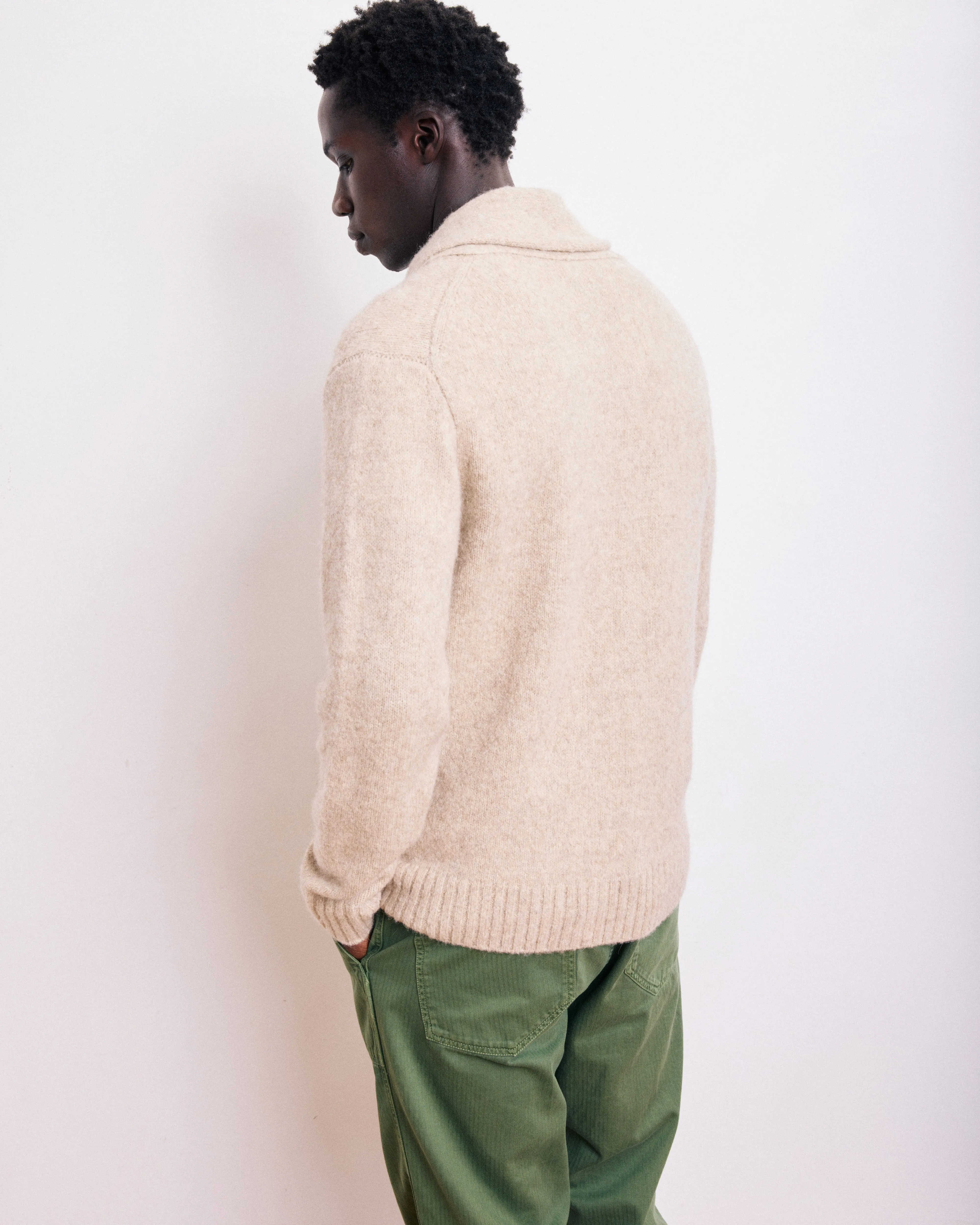 Cardigan Homme en Laine d'Alpaga & Yak Beige sold by Hartford product image thumbnail 2