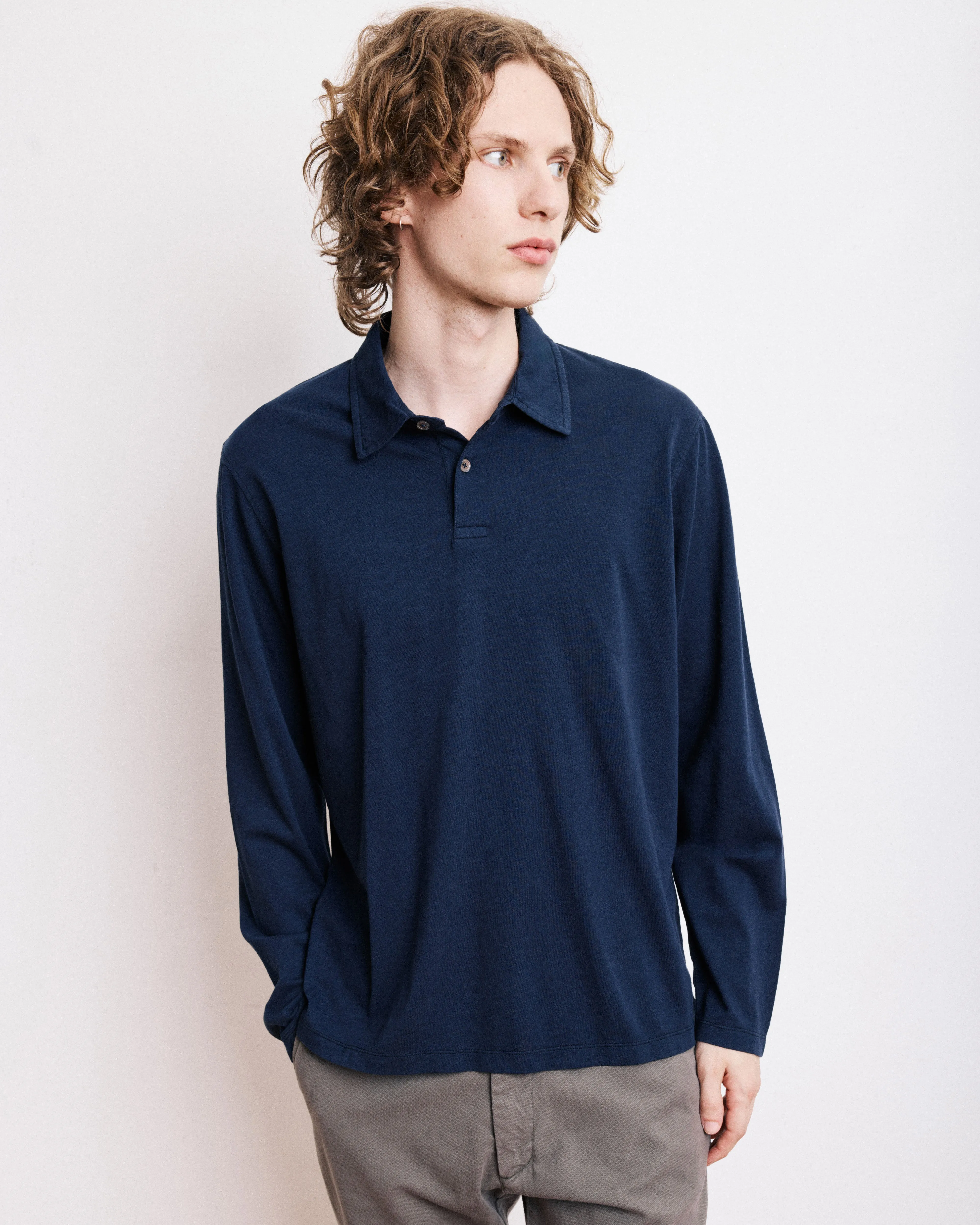 Polo Homme en Coton Slub Bleu Marine sold by Hartford