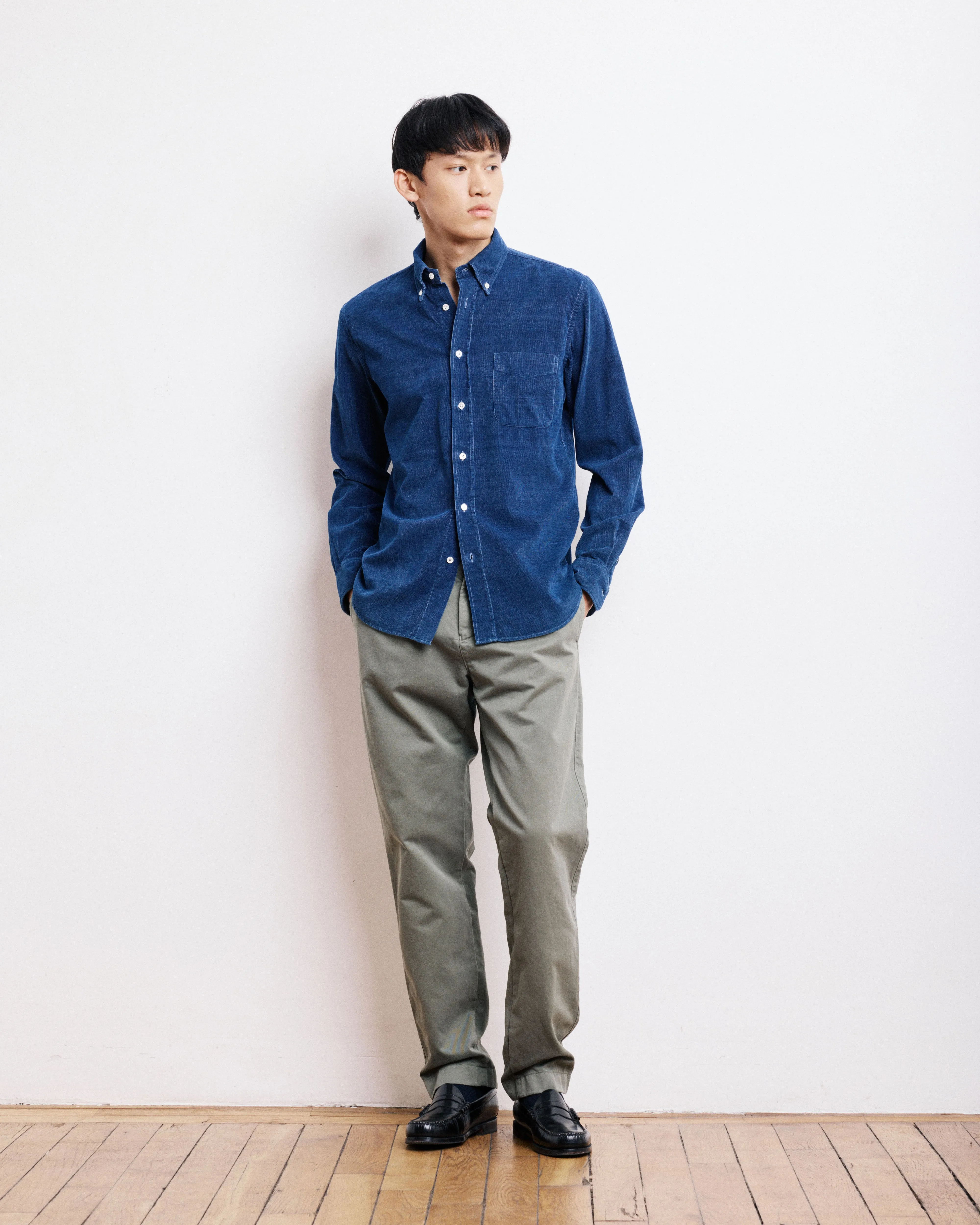 Chemise Homme en Velours Côtelé Bleu Indigo Pitt sold by Hartford product image thumbnail 3