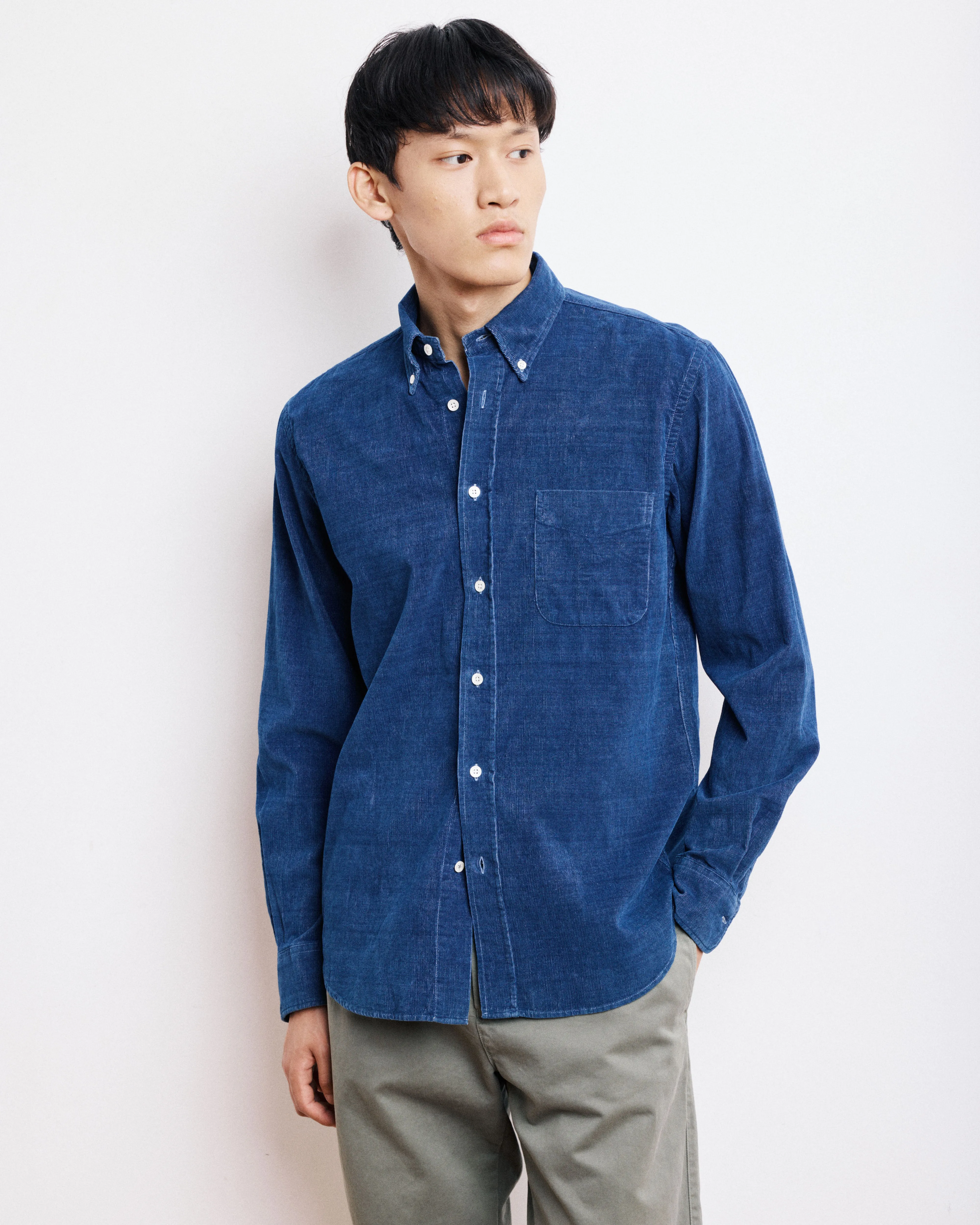 Chemise Homme en Velours Côtelé Bleu Indigo Pitt sold by Hartford