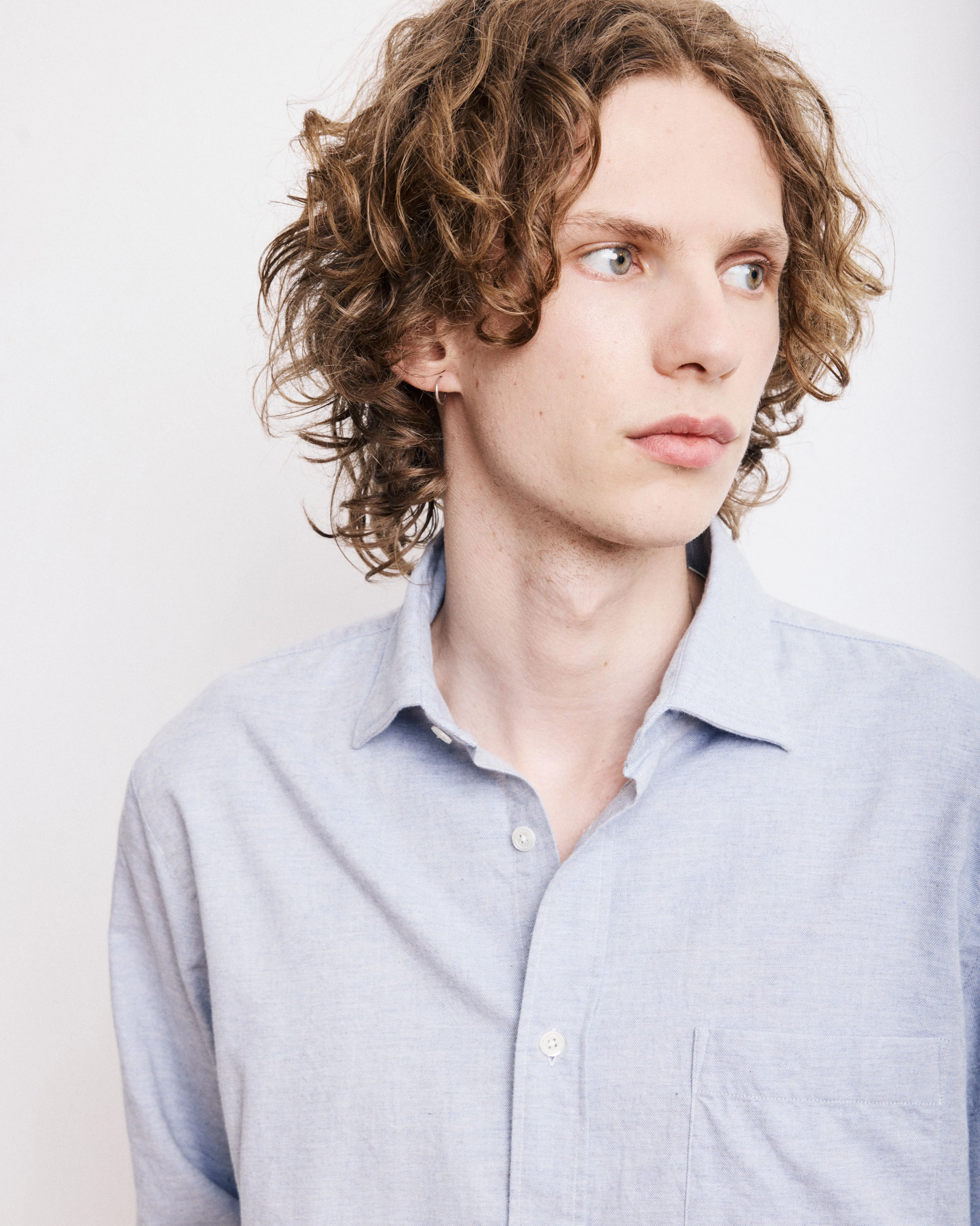 Chemise Homme en Gabardine de Coton Brossé Bleu Paul sold by Hartford product image thumbnail 2