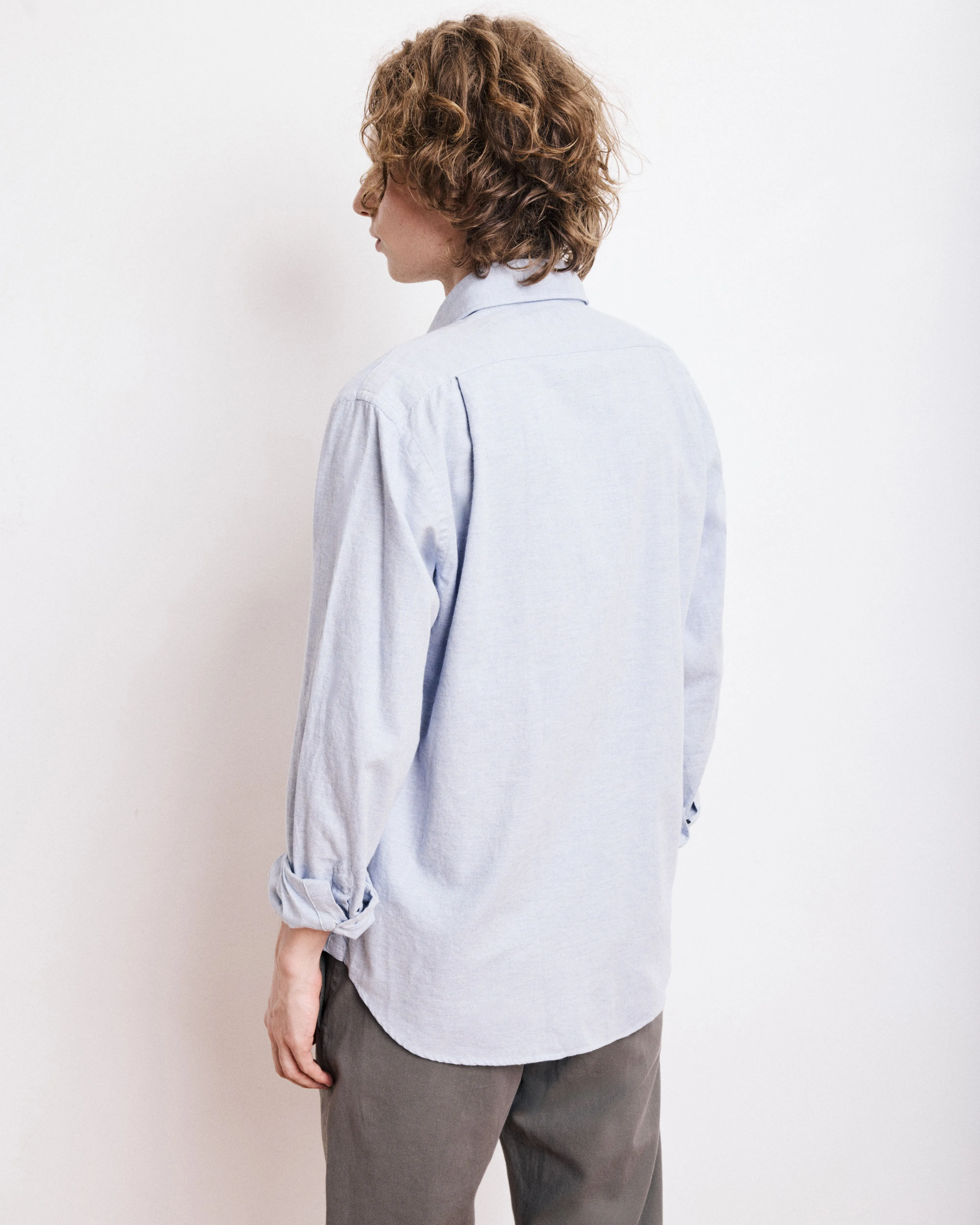 Chemise Homme en Gabardine de Coton Brossé Bleu Paul sold by Hartford product image thumbnail 4