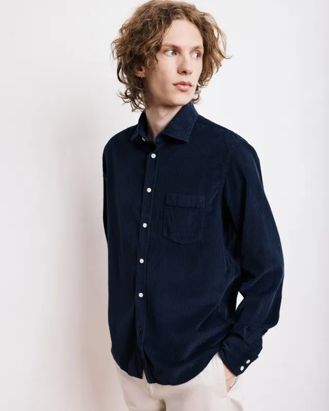 Chemise Homme en Velours Côtelé Bleu Marine Paul sold by Hartford