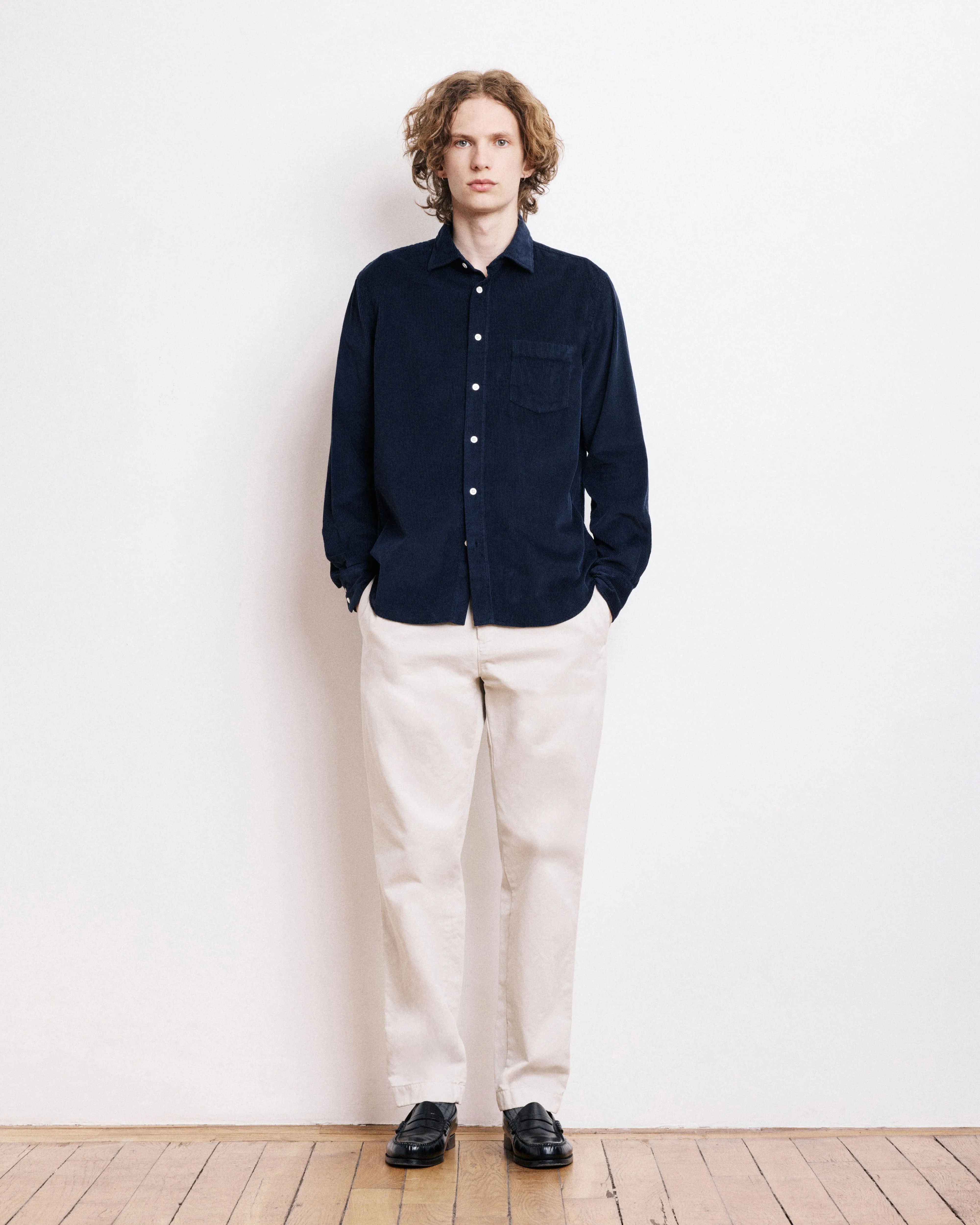 Chemise Homme en Velours Côtelé Bleu Marine Paul sold by Hartford product image thumbnail 4