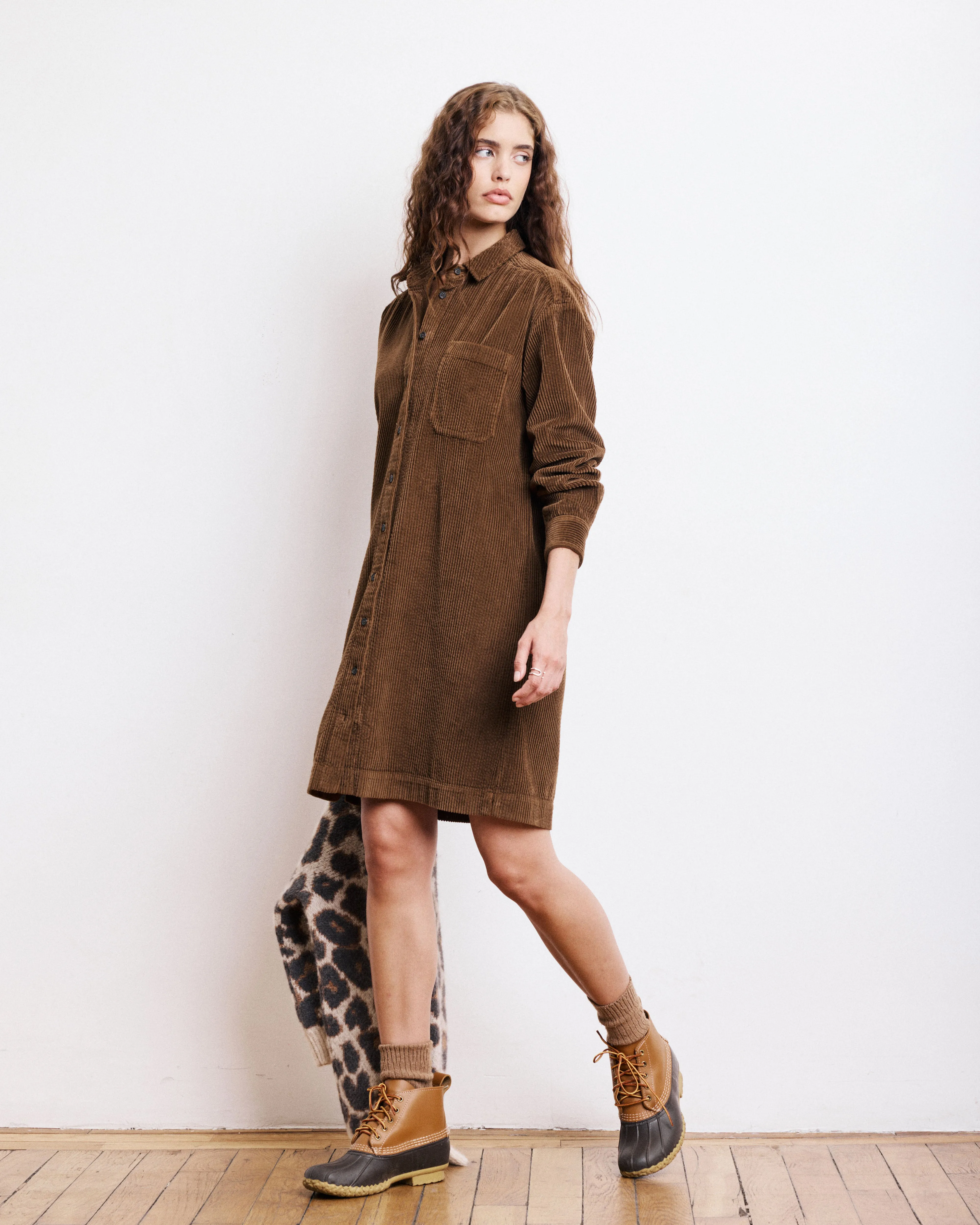 Robe Femme en Velours Côtelé Seersucker Noisette Ryler sold by Hartford