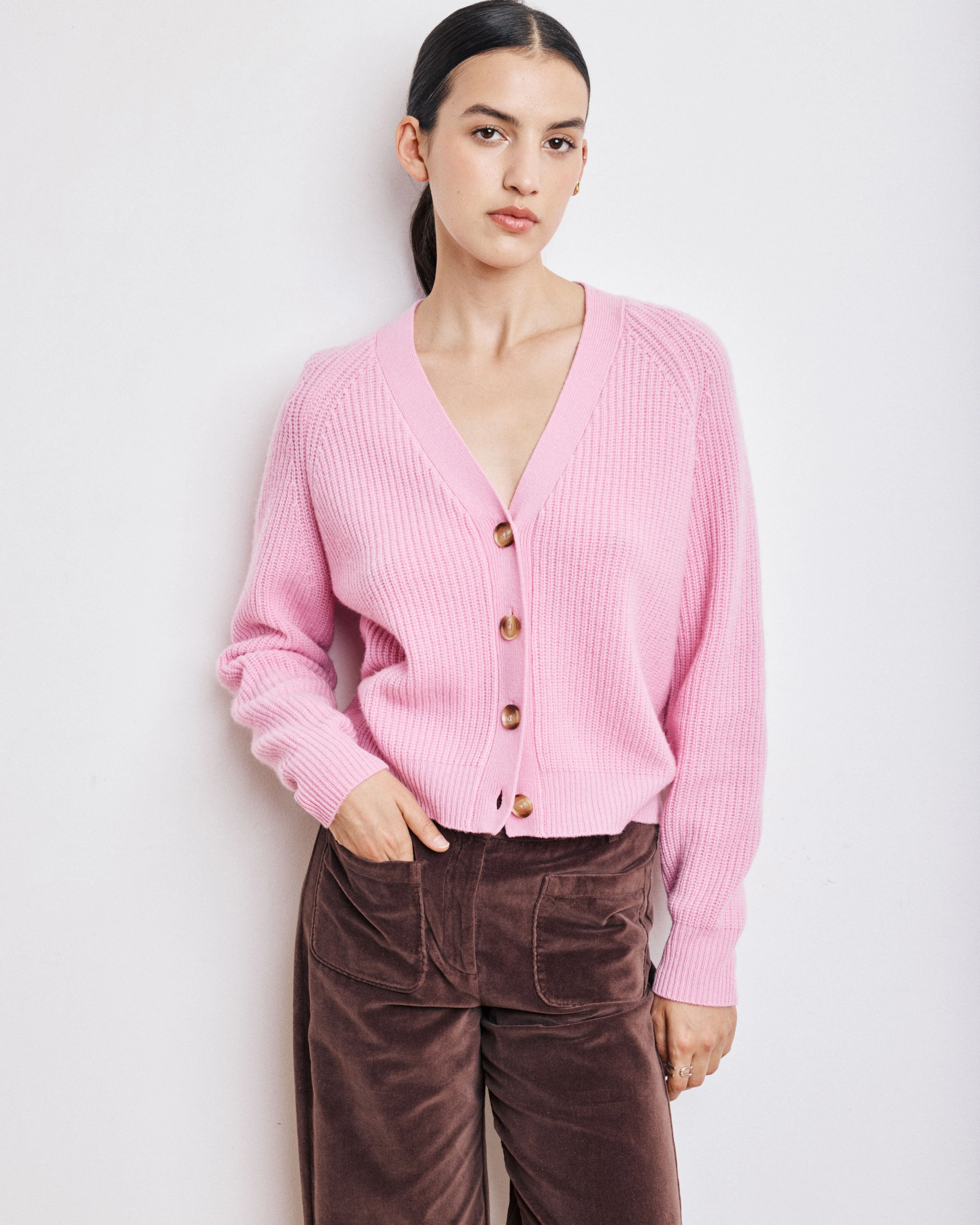 Cardigan Femme en Laine & Cachemire Rose Moena sold by Hartford product image thumbnail 2