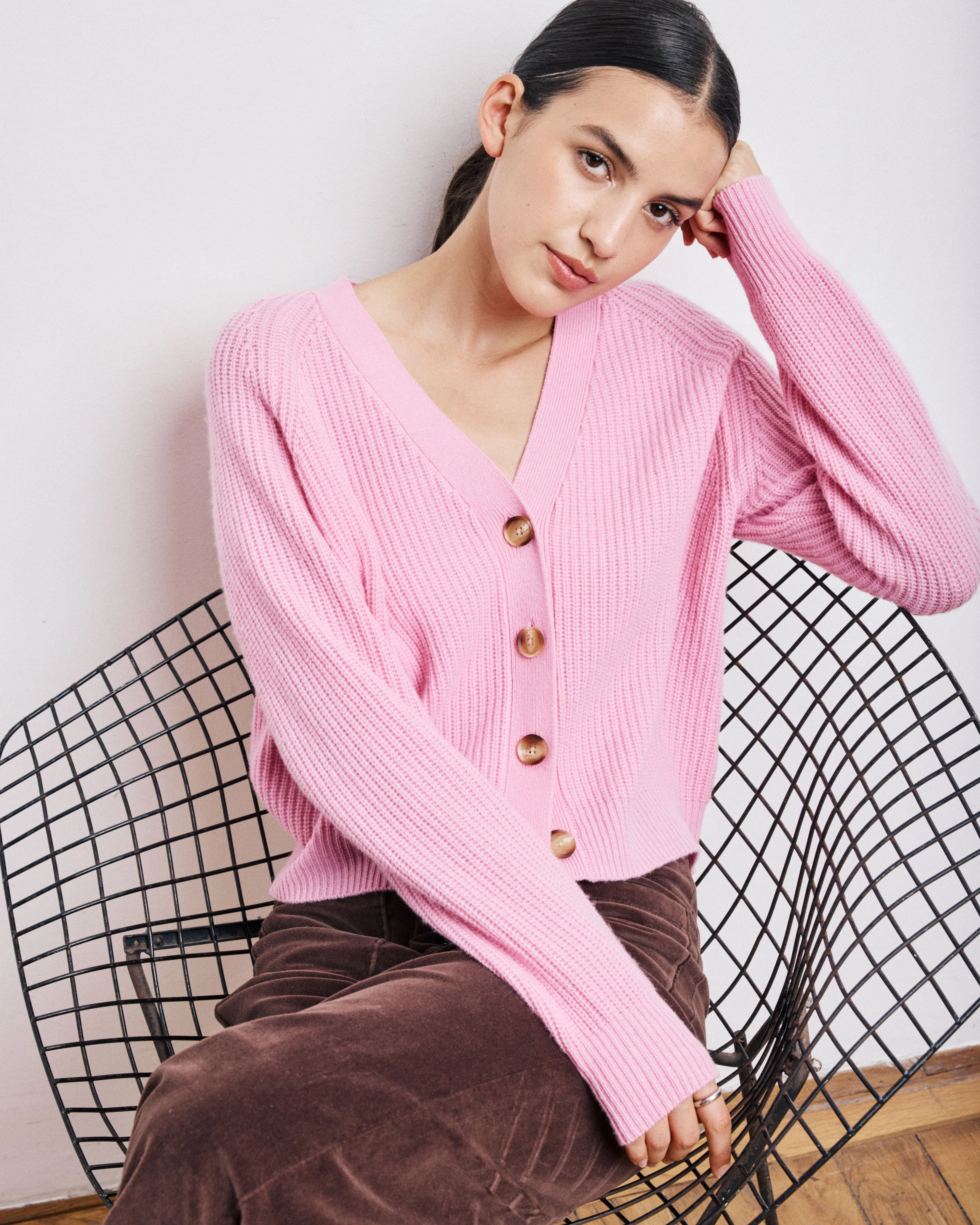 Cardigan Femme en Laine & Cachemire Rose Moena sold by Hartford product image thumbnail 4