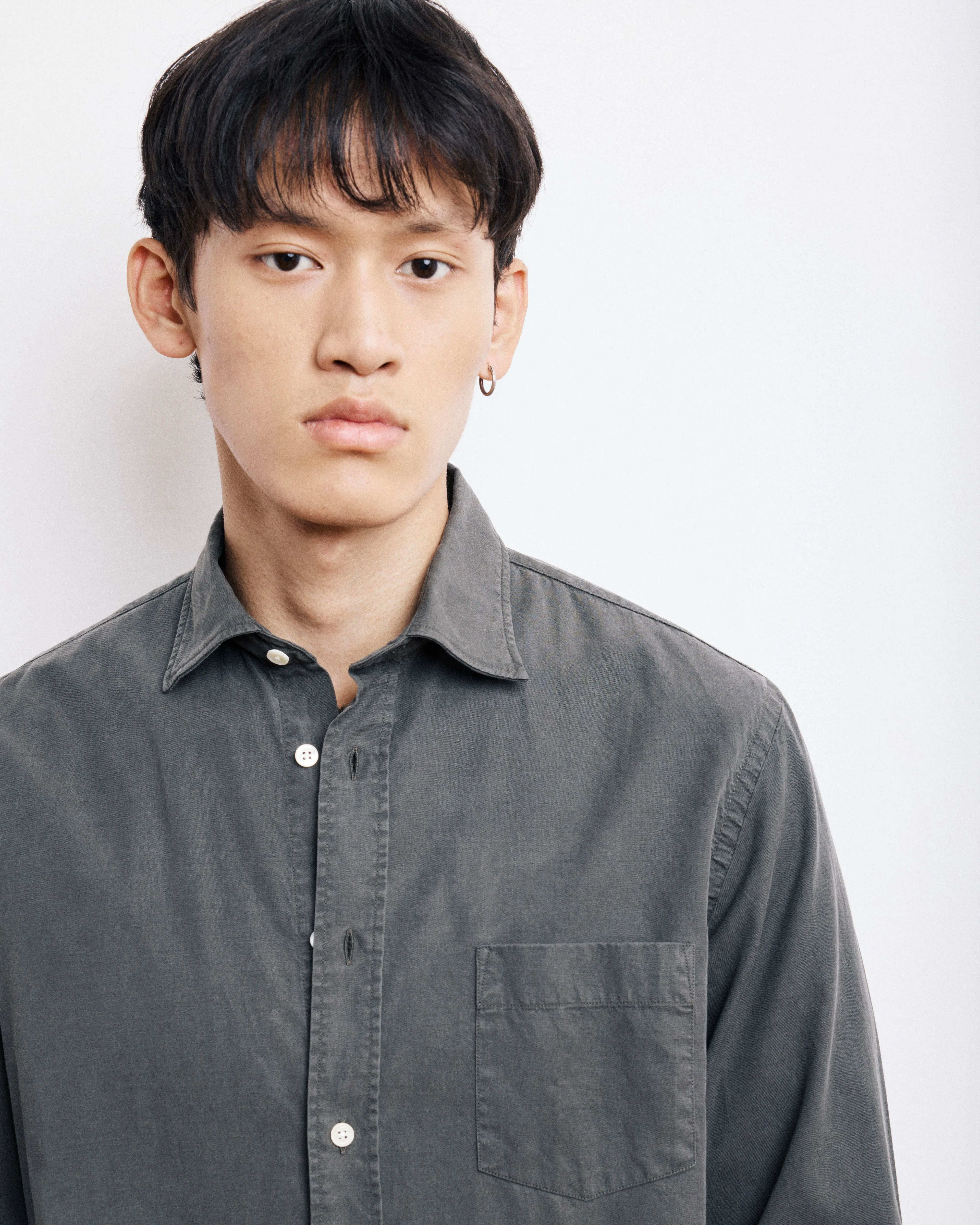 Chemise Homme en Tencel & Coton Vert Militaire Paul sold by Hartford product image thumbnail 2