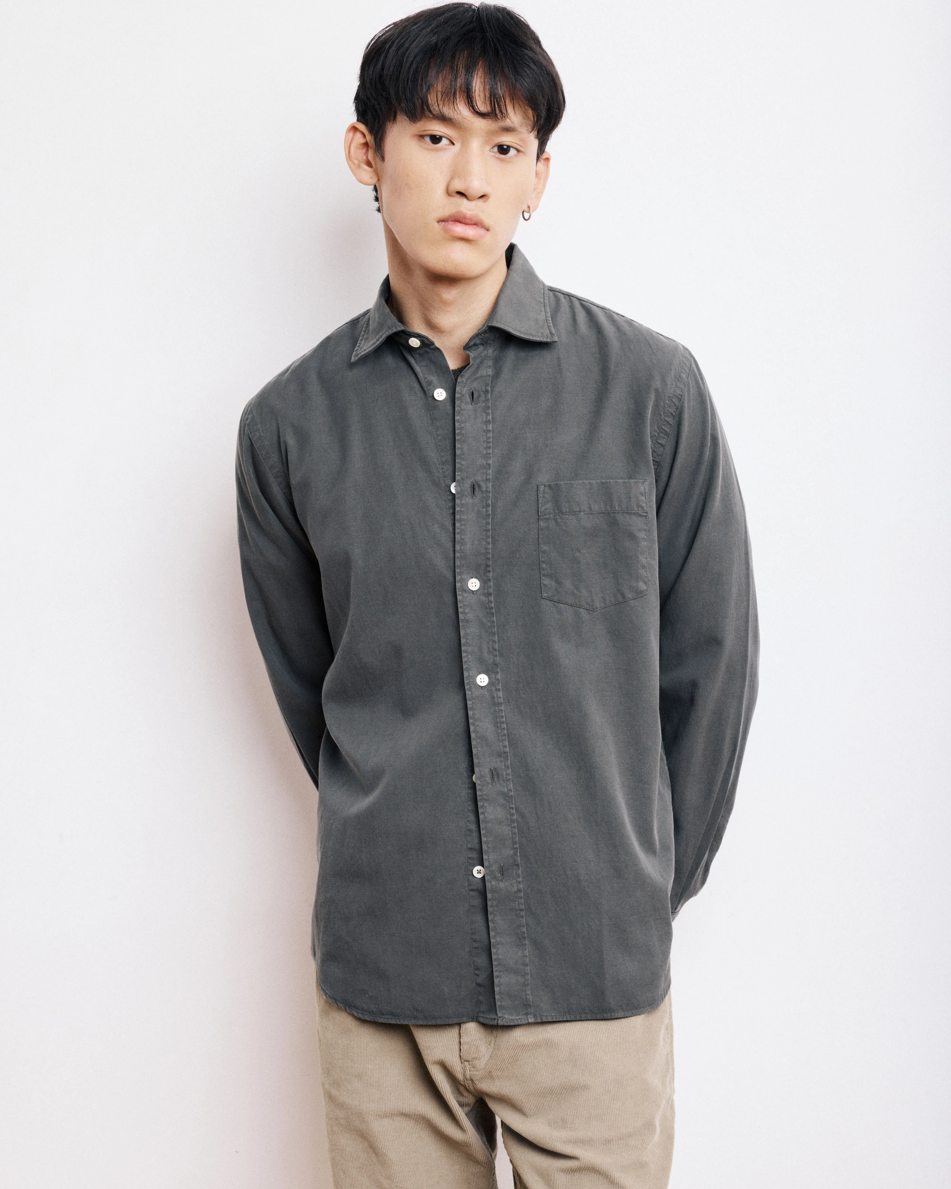 Chemise Homme en Tencel & Coton Vert Militaire Paul sold by Hartford product image thumbnail 3