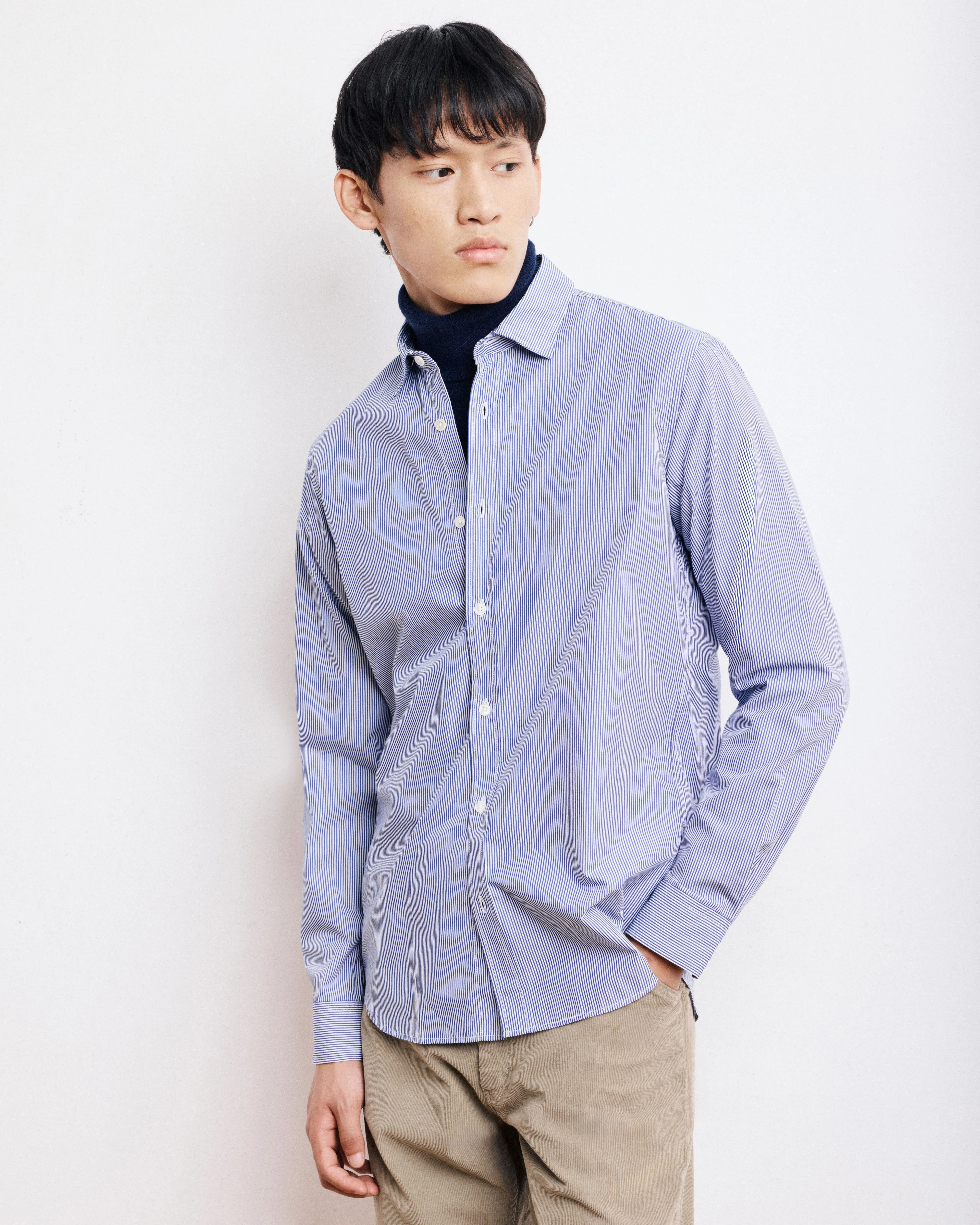 Chemise Homme en Popeline Rayée Bleu Sammy sold by Hartford