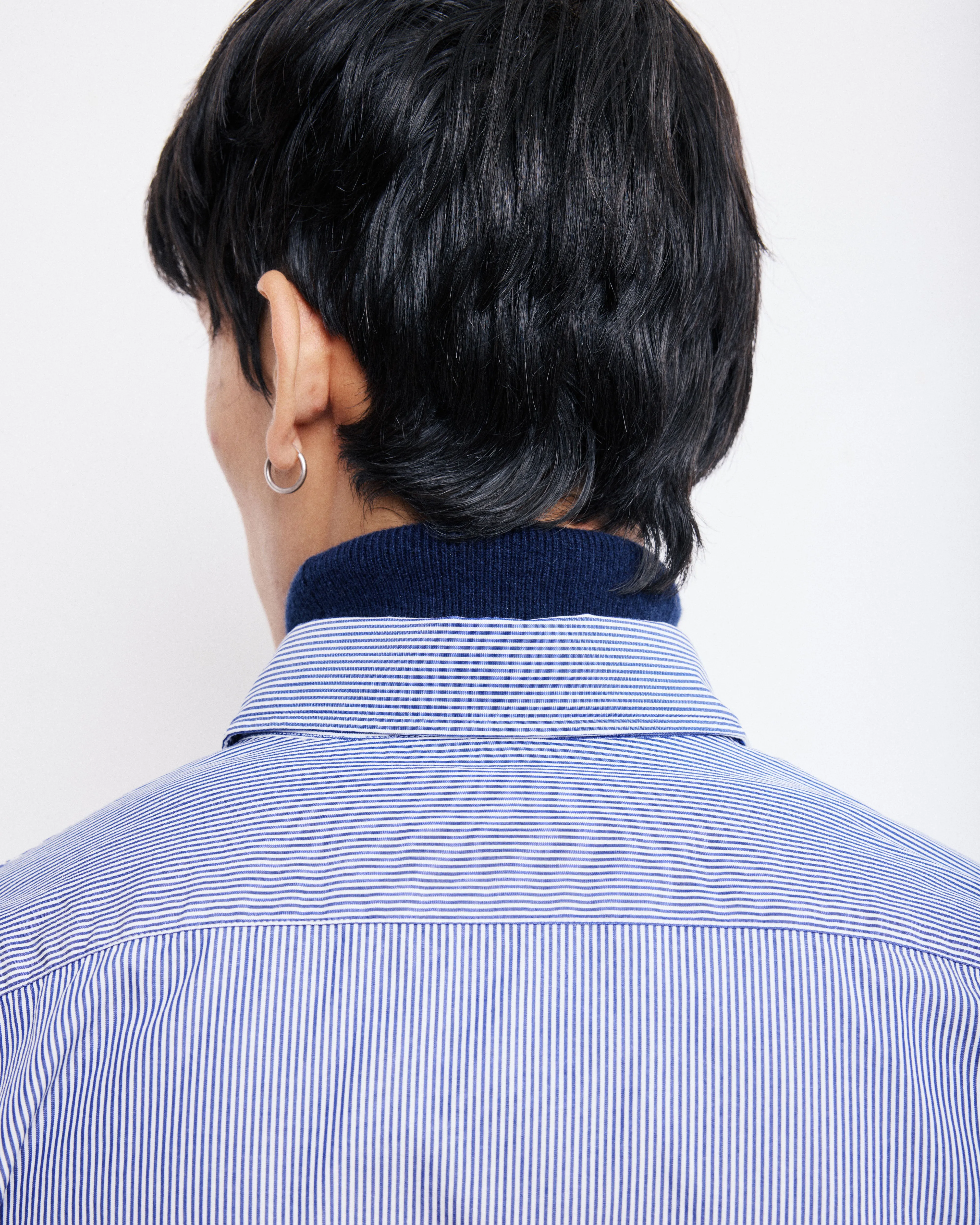 Chemise Homme en Popeline Rayée Bleu Sammy sold by Hartford product image thumbnail 4