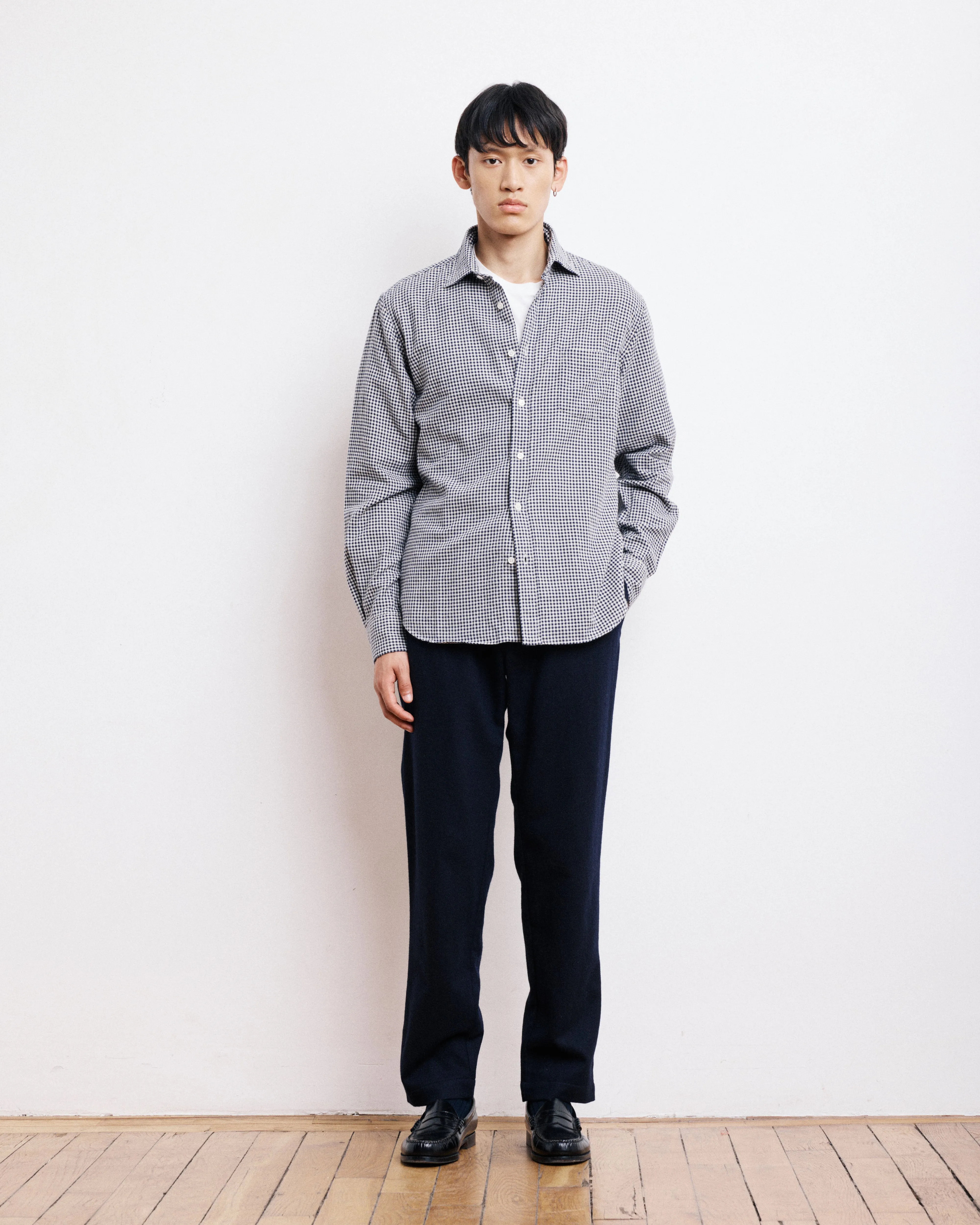 Chemise Homme en Flanelle à Carreaux Brossée Bleu Marine Paul sold by Hartford product image thumbnail 5